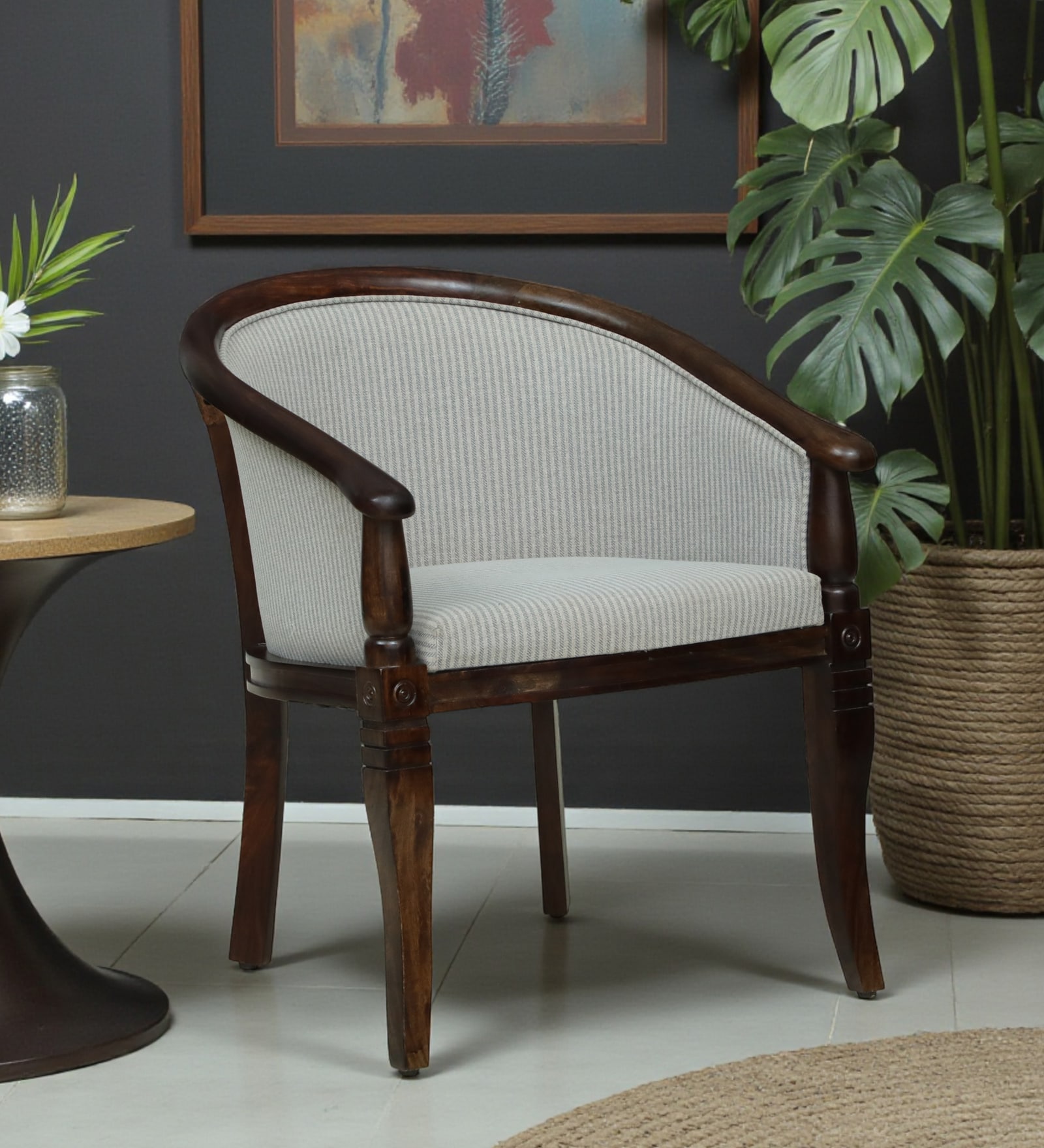 Stalley N Sheesham Wood Arm Chair In Cimmerian Walnut Finish