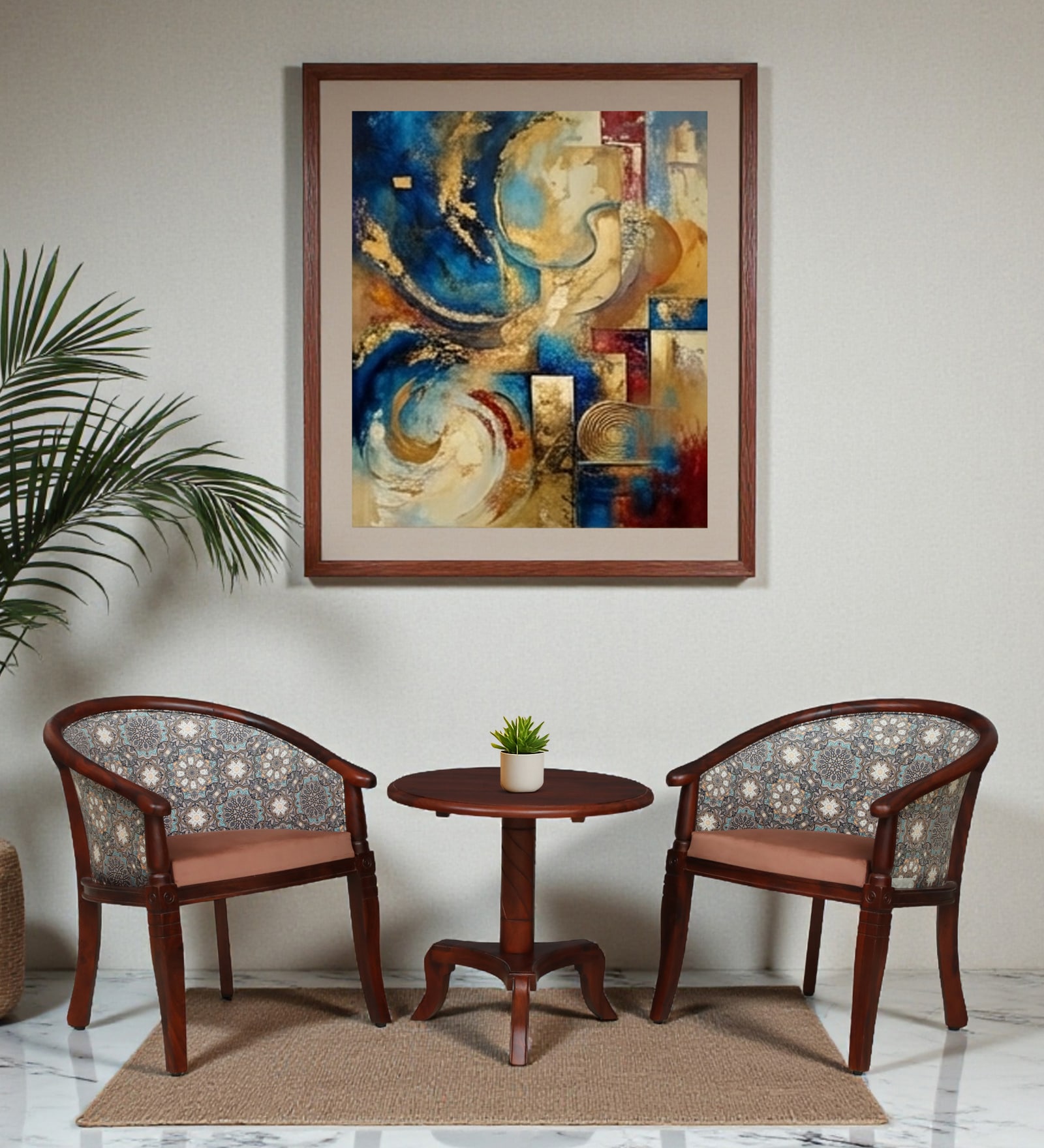 Stalley N Sheesham Wood Coffee Table Set In Honey Oak Finish With 2 Chairs