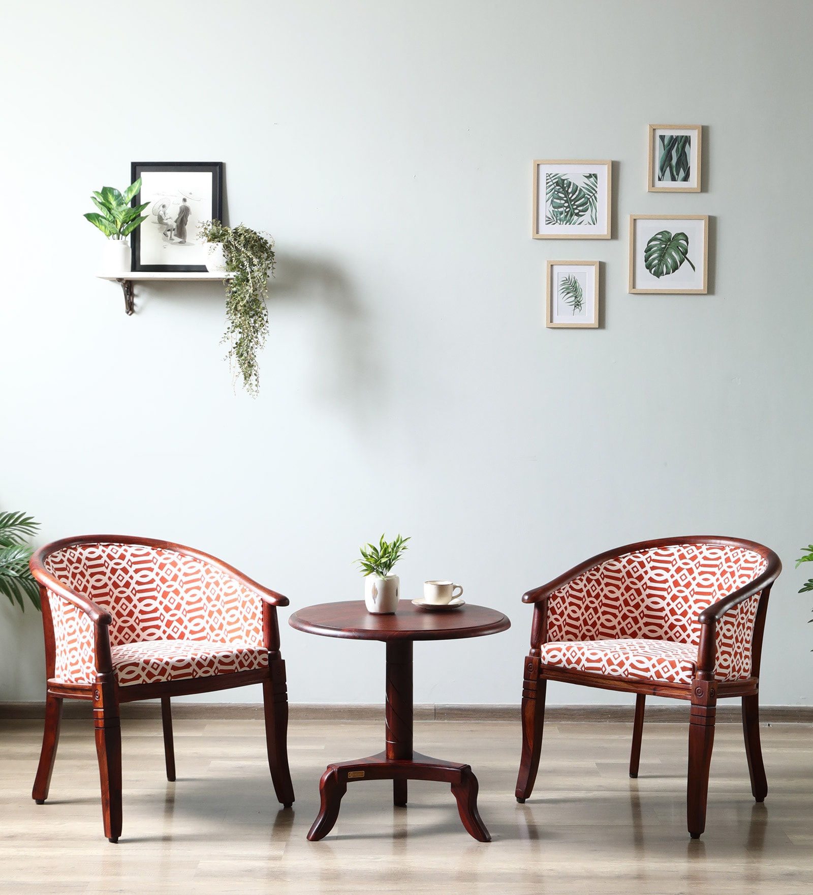 Stalley Sheesham Wood Coffee Table Set in Orange & Honey Oak Finish With 2 Chairs