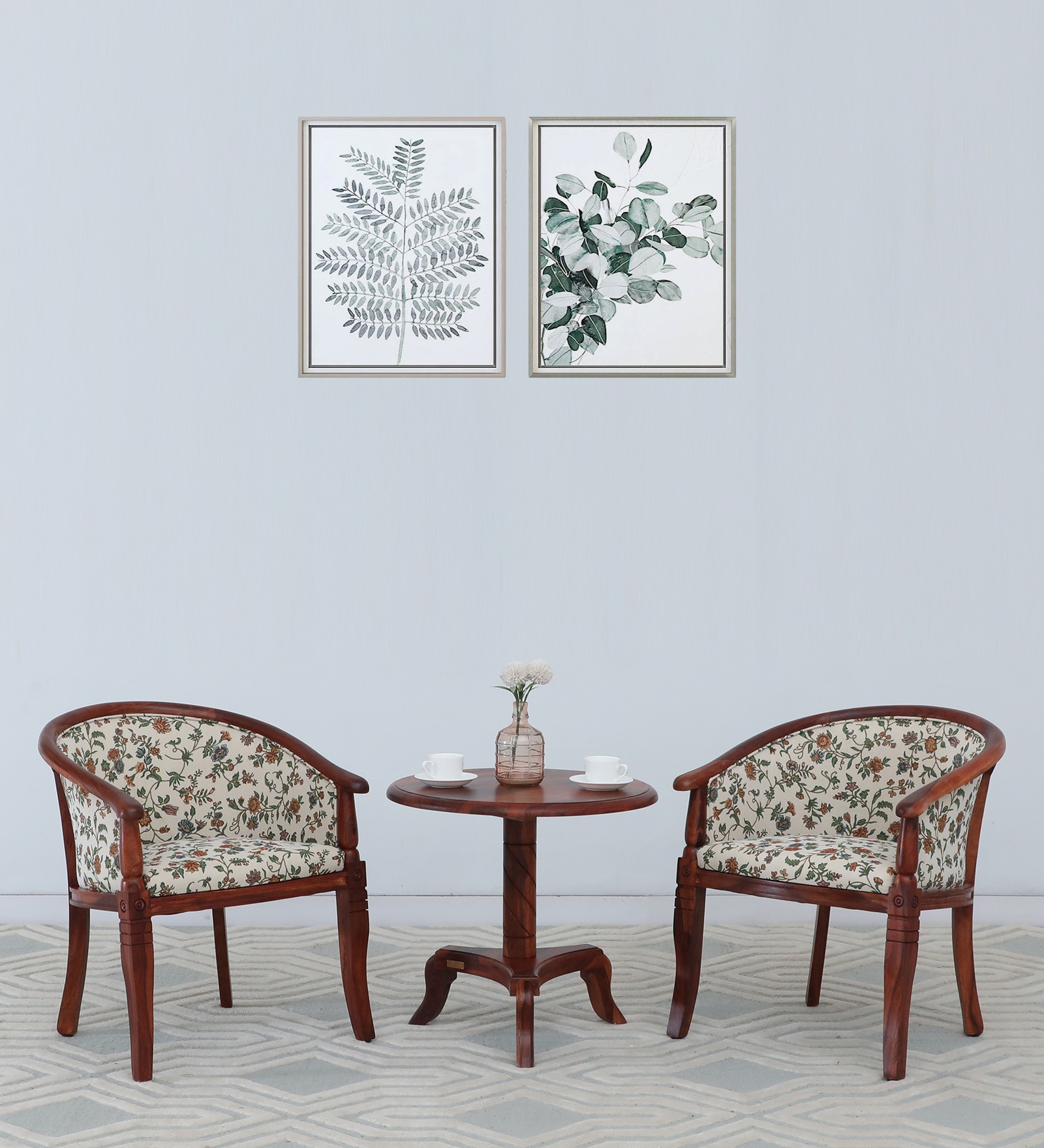 Stalley Sheesham Wood Coffee Table Set In Scratch Resistant Honey Oak Finish With 2 Chairs