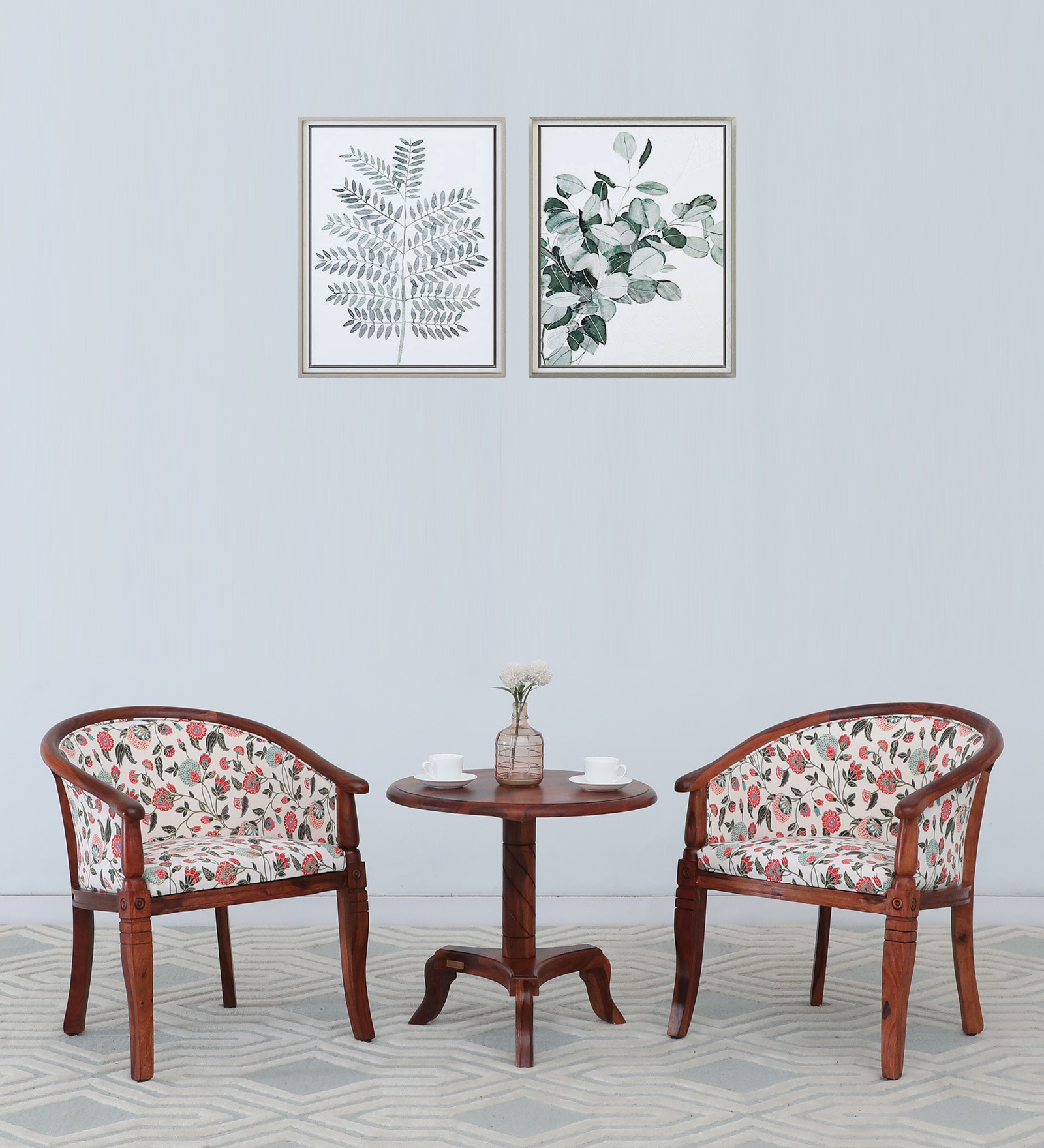 Stalley Sheesham Wood Coffee Table Set In Scratch Resistant Honey Oak Finish With 2 Chairs