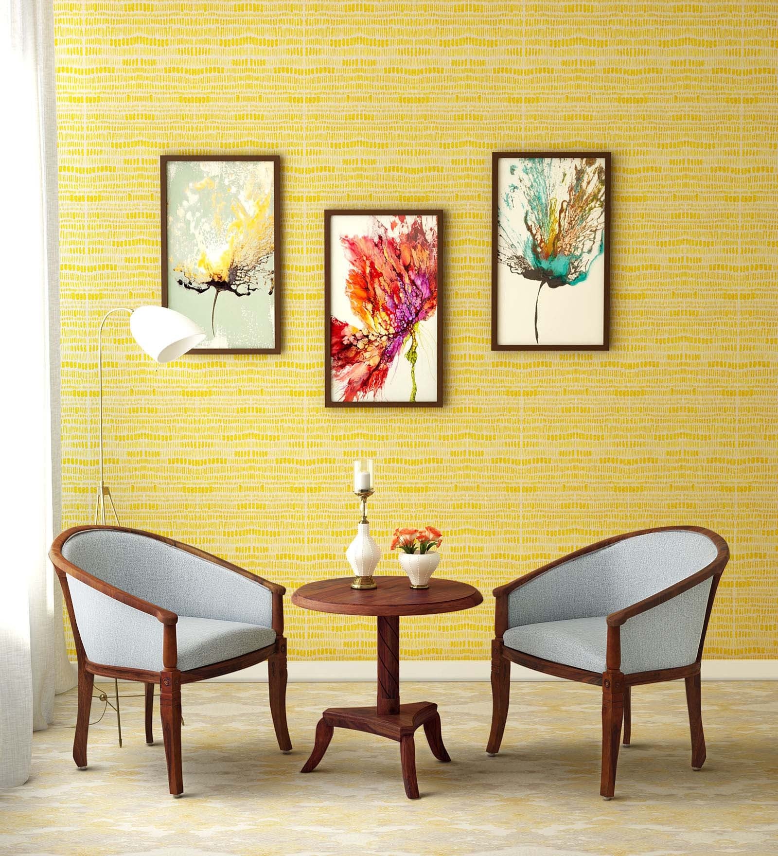 Buy Stalley Sheesham Wood Coffee Table & Chair Set in Honey Oak Finish