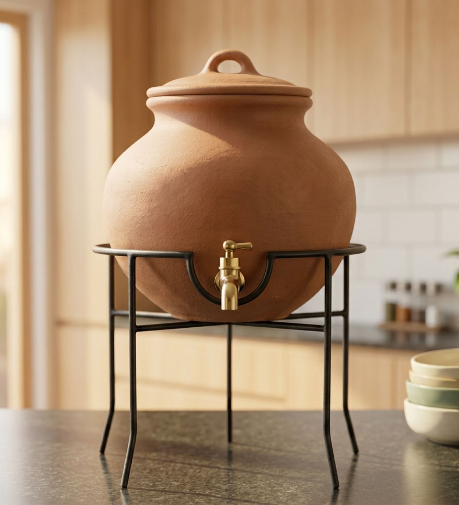 Black Heavy-Duty Round Matka Stand