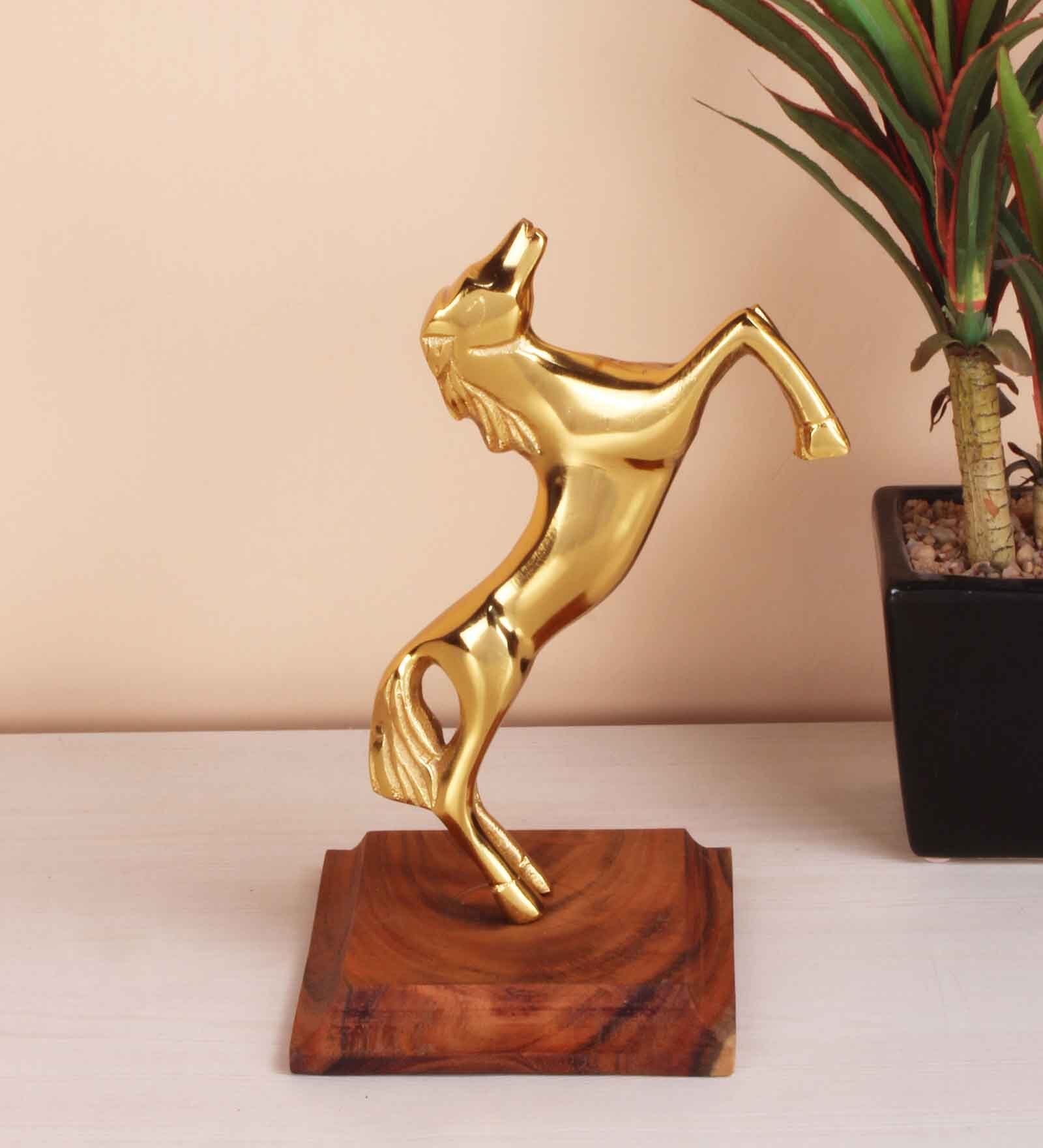 Standing Horse Gold Metal Figurines