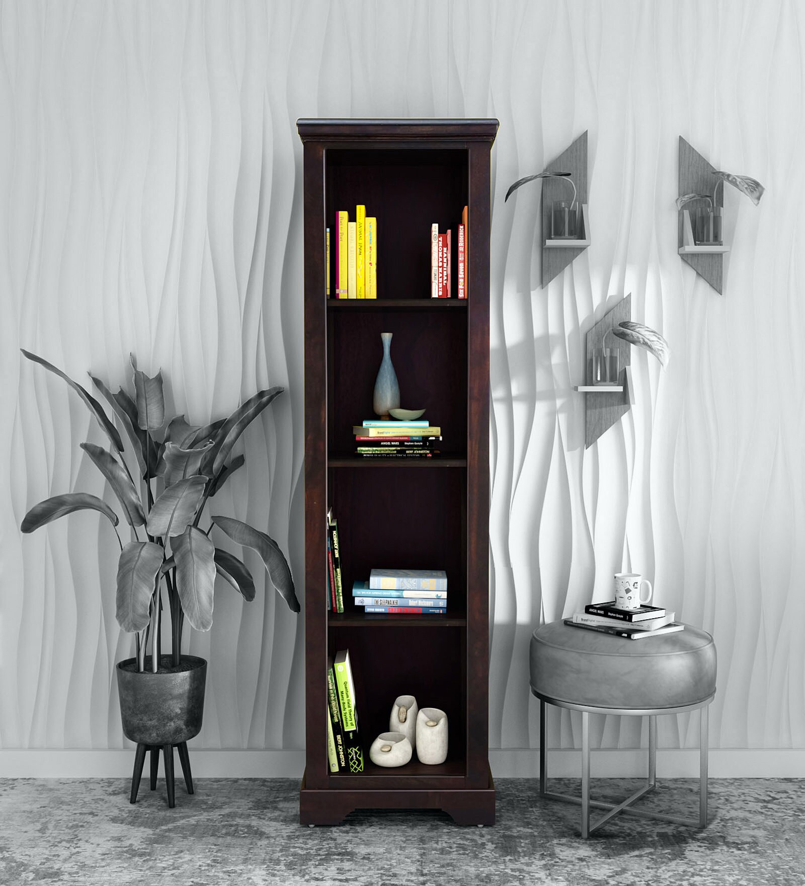 Stanfield Sheesham Wood Book Shelf In Warm Chestnut Finish