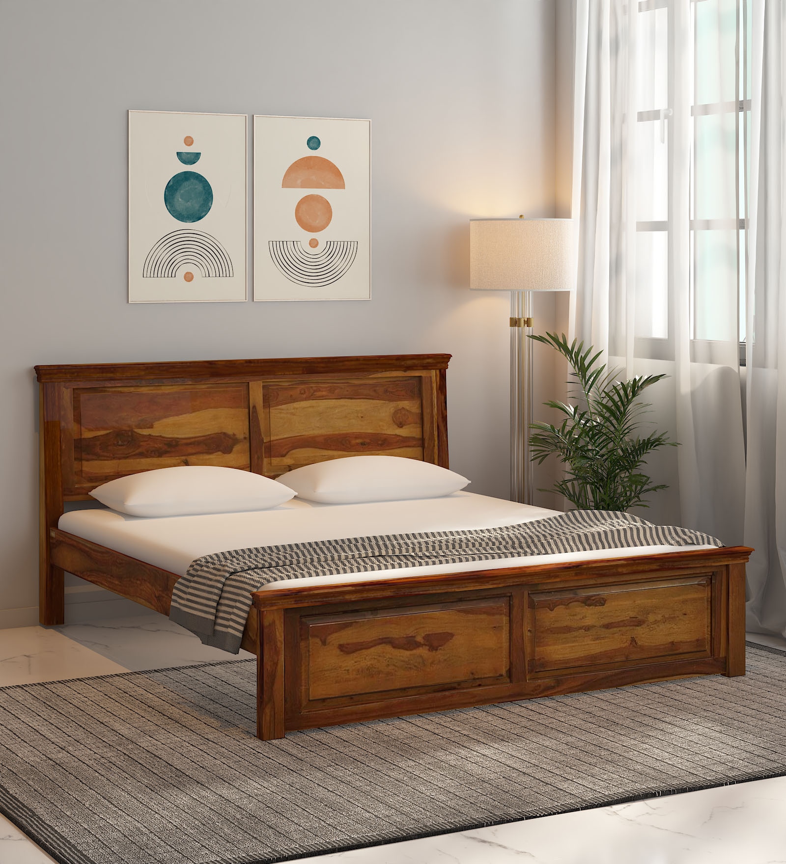 Buy Stanfield Sheesham Wood King Size Bed In Scratch Resistant 