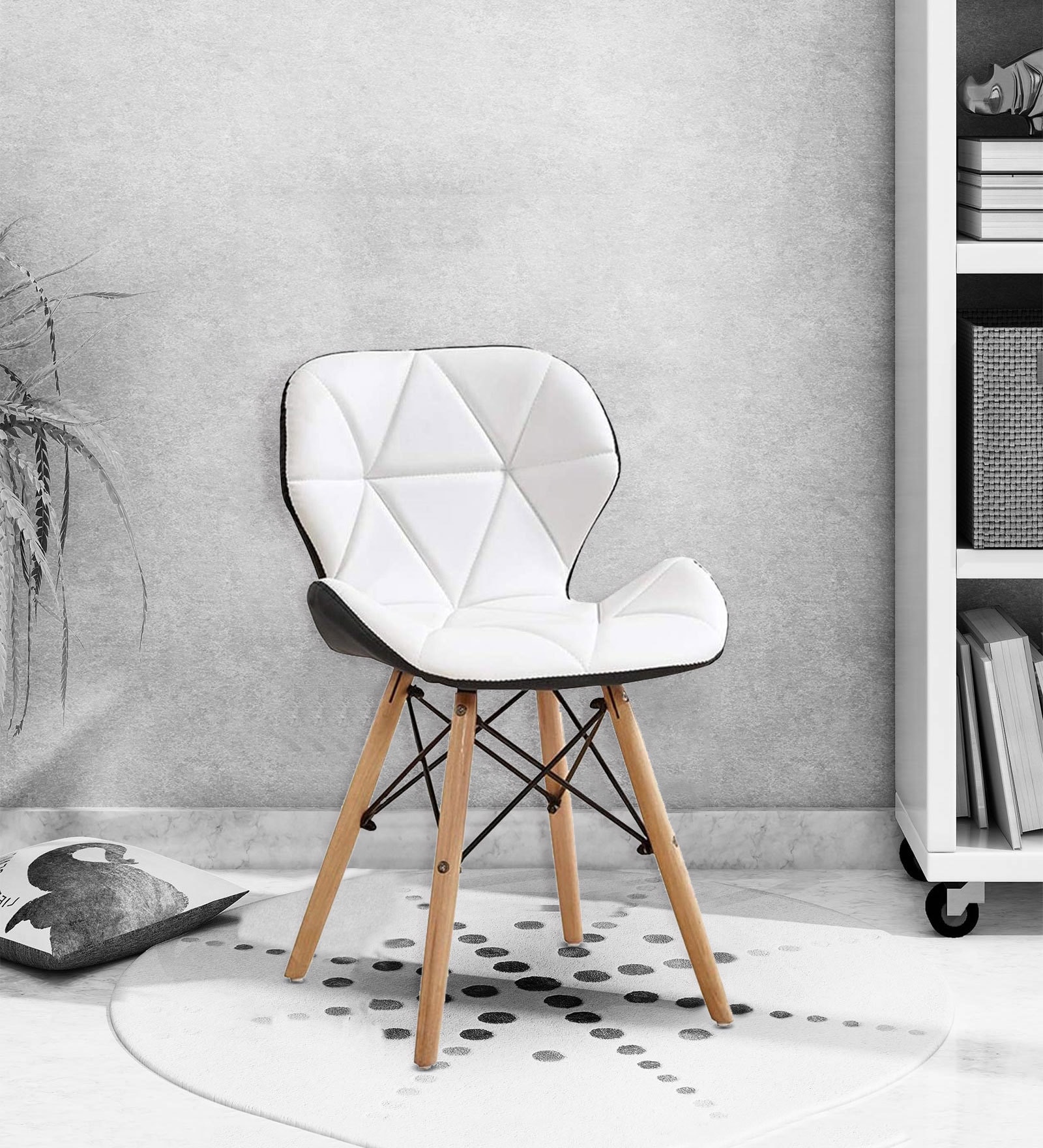 Star Leatherette Iconic Chairs in White & Black Colour