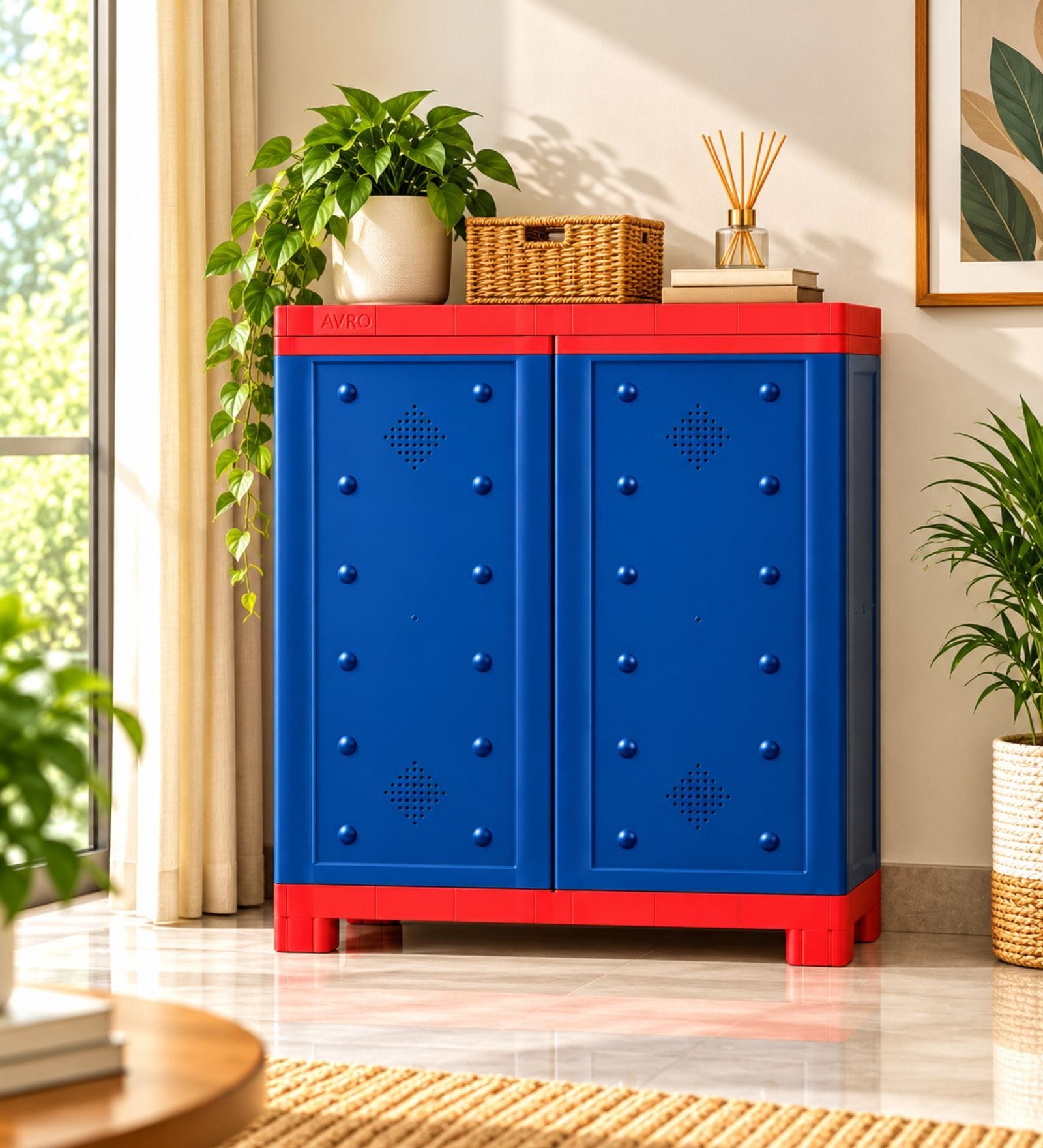 Star Plastic Shoe Cabinet With 3 Shelves In Blue Colour Star Plastic Shoe Cabinet With 3 Shelves In Blue Colour