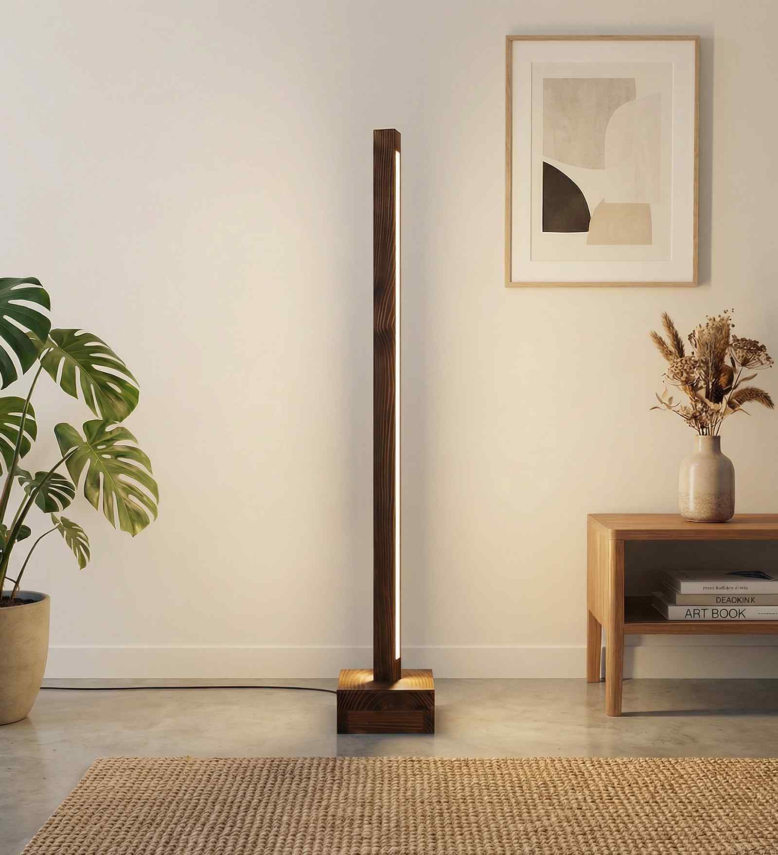 Stargate Brown Wooden LED Floor Lamp with brown base