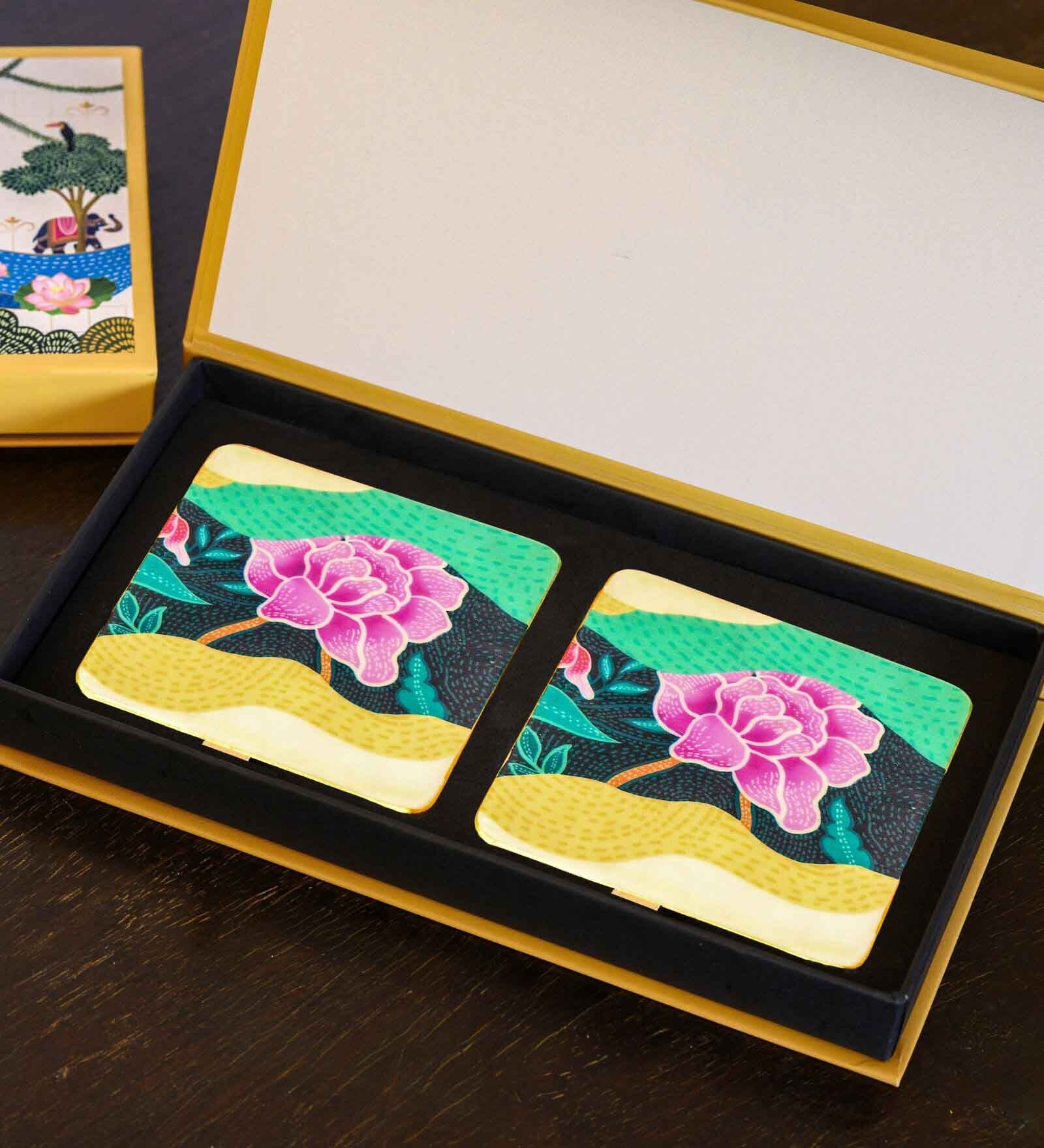 Multicolour (4 x 4 Inches) Marble (Set of 2) Coasters