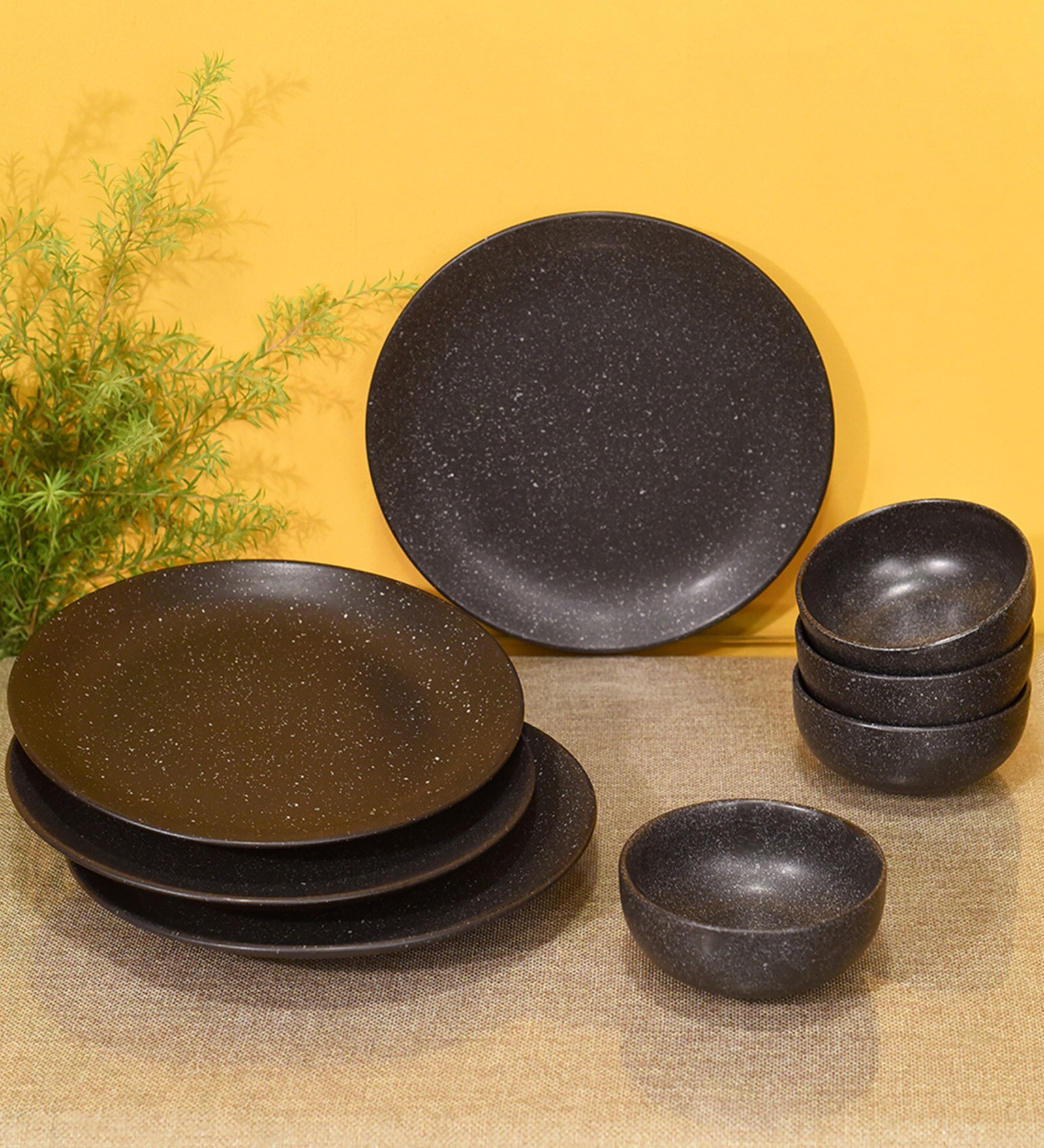 Starry Night Black Ceramic 8 Pcs Dinner Set