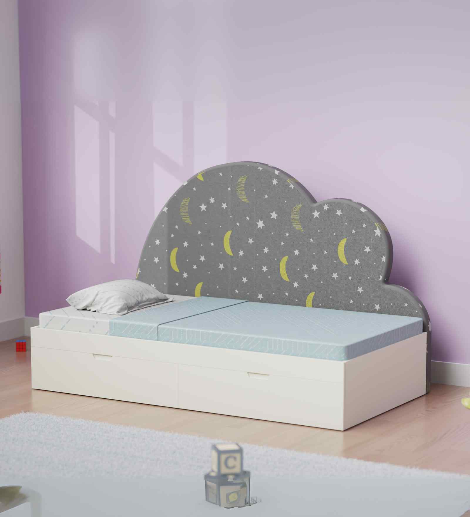 Starry Nights Single Bed With White Drawers Storage & Starry Nights Print
