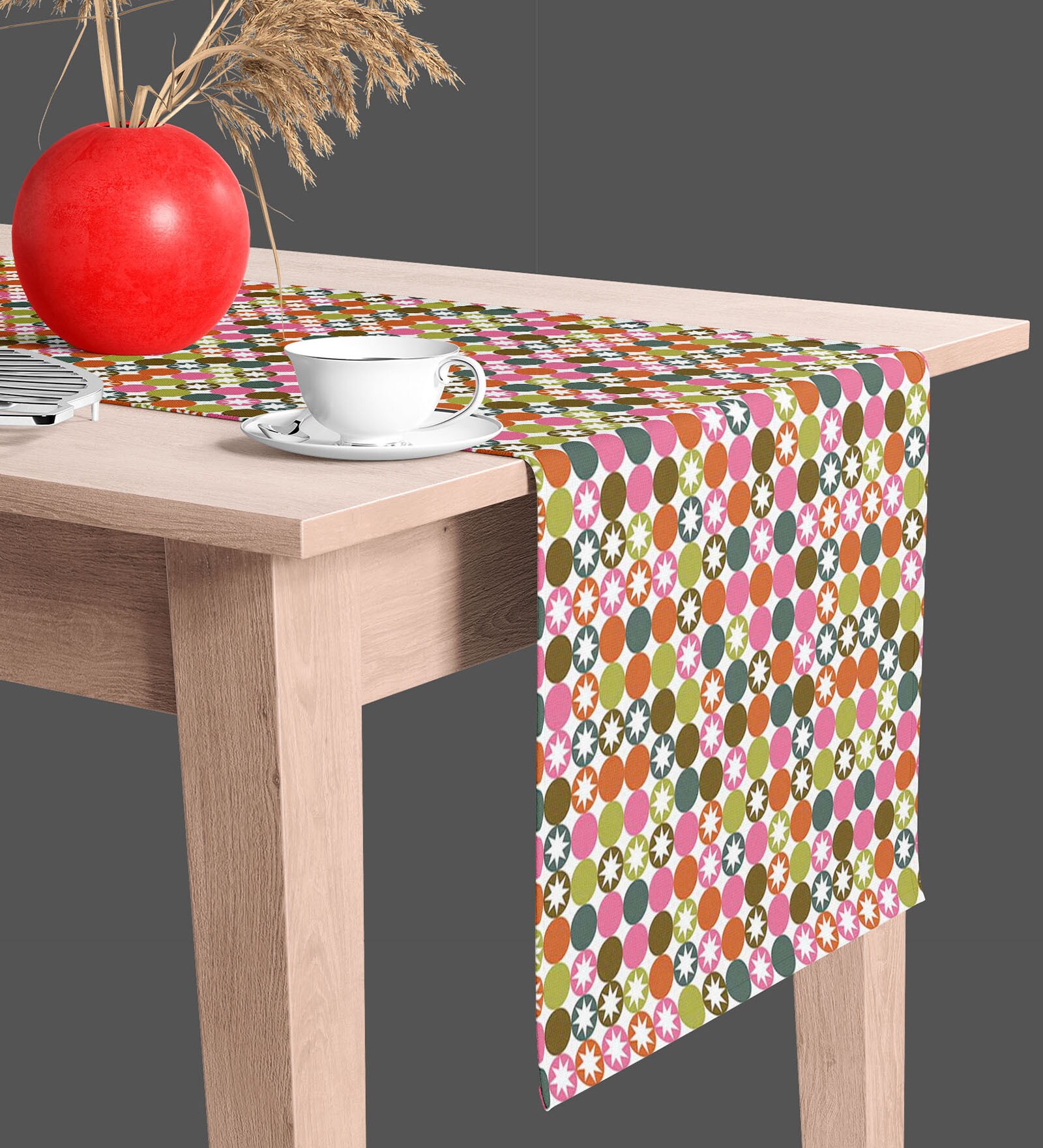 Buy Stars & Circles Multicolor (84 x 12) Cotton Canvas Table Runner at