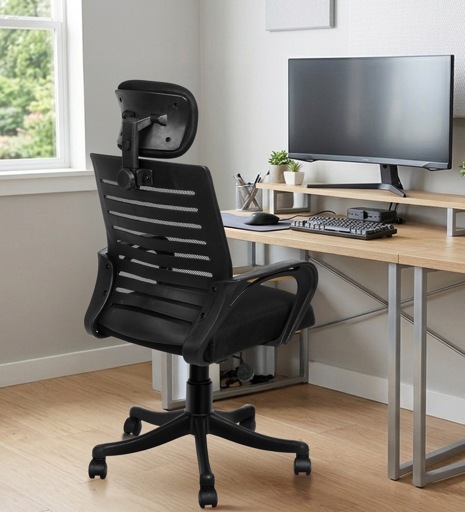Stars Regus Ergonomic Office Chair With Headrest In Black Colour Stars Regus Ergonomic Office Chair With Headrest In Black Colour