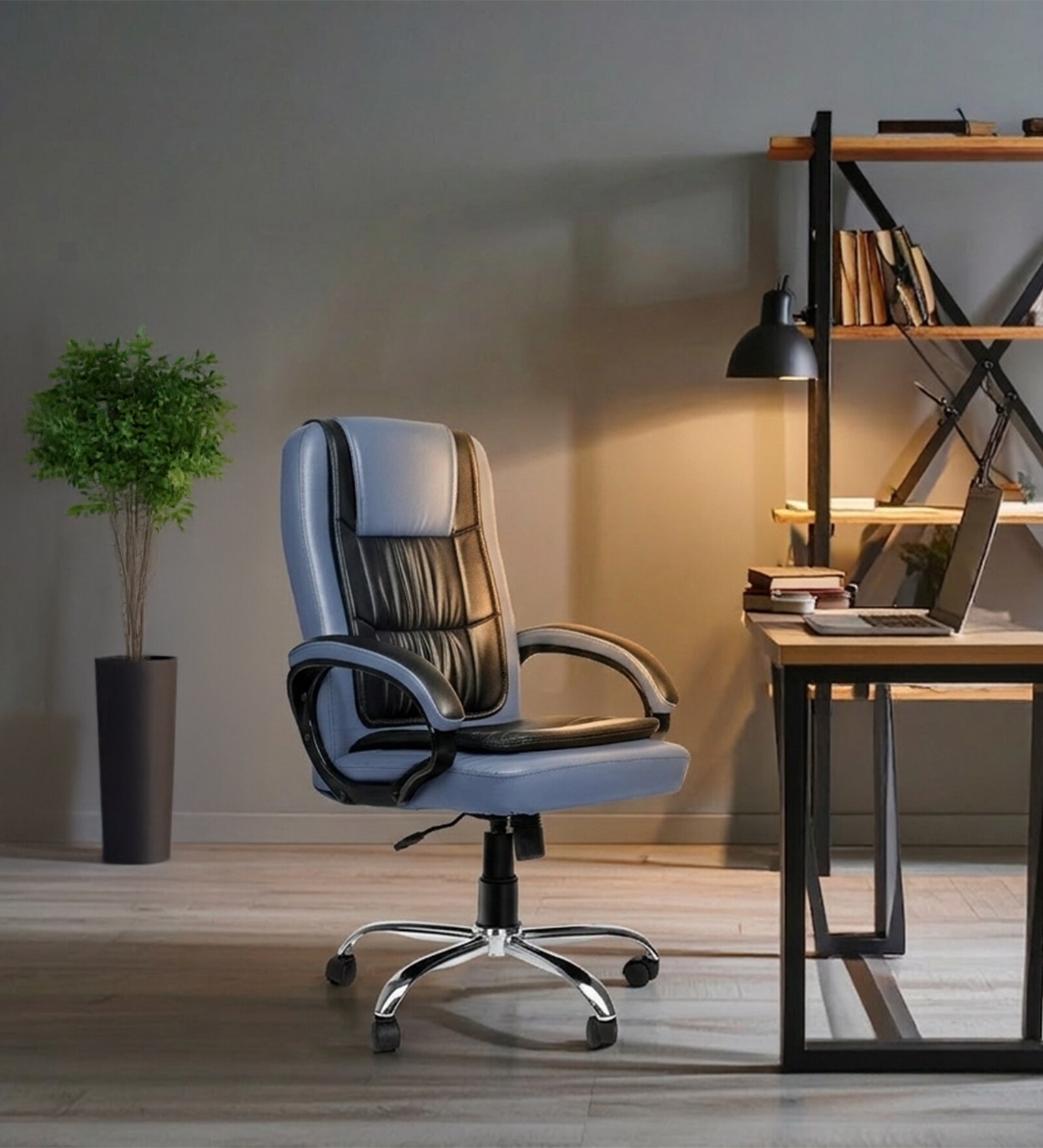 Stars Sirius High Back Office Chair With Cushioned Seat In Grey Colour Stars Sirius High Back Office Chair With Cushioned Seat In Grey Colour