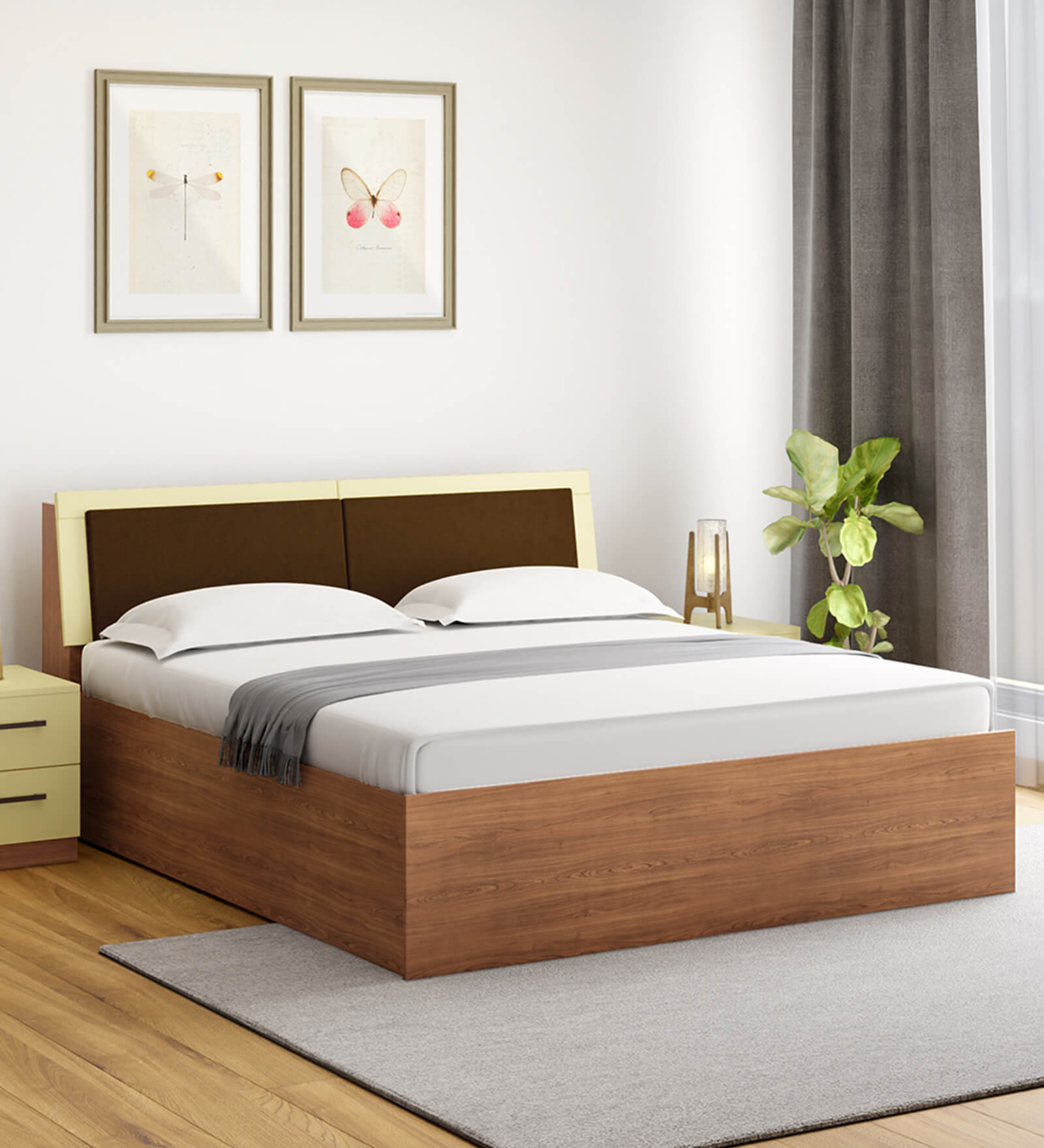 Stash King Size Bed in Cream Finish With Box Storage