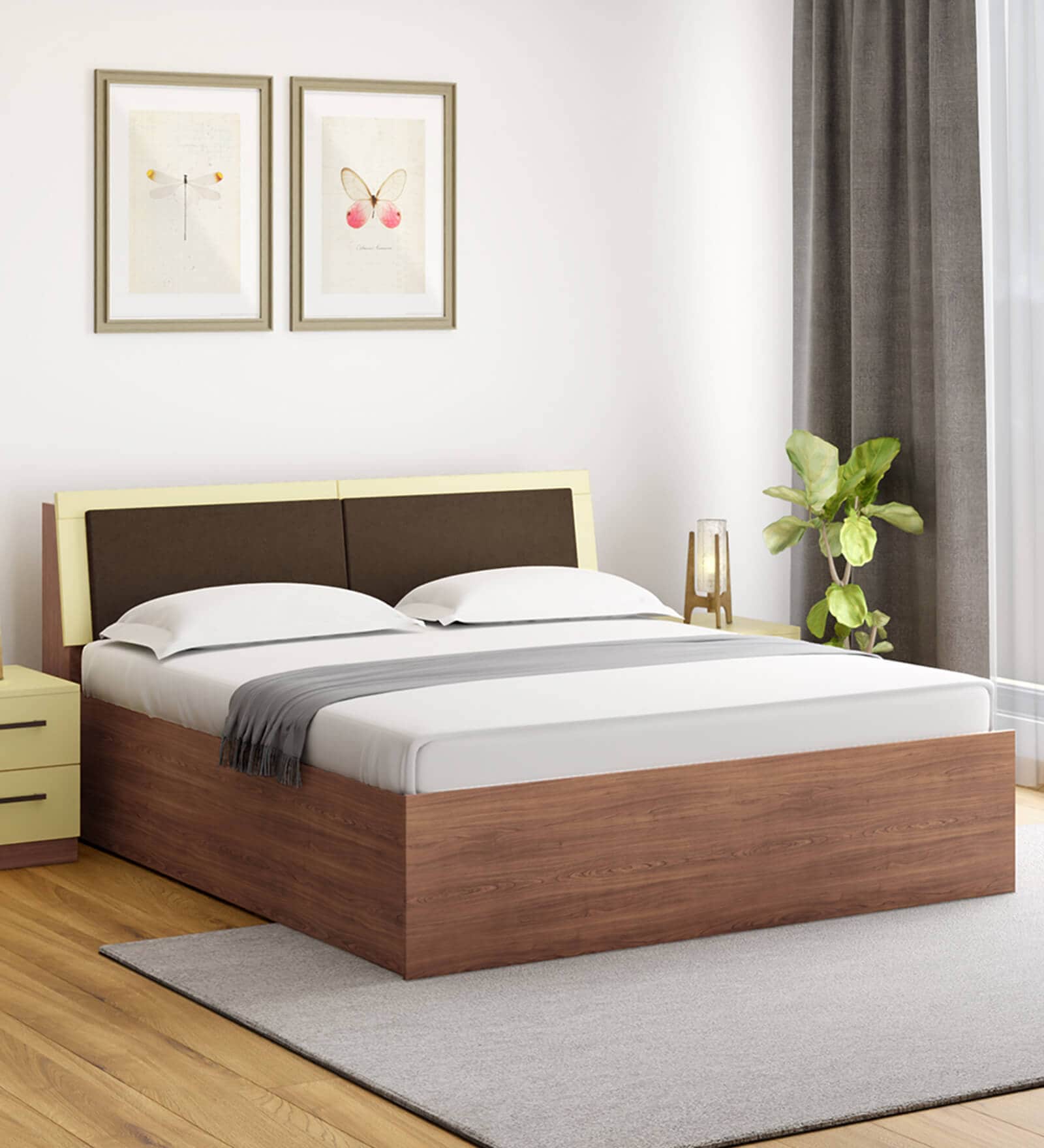 Stash King Size Bed in Cream Finish With Motorized Storage