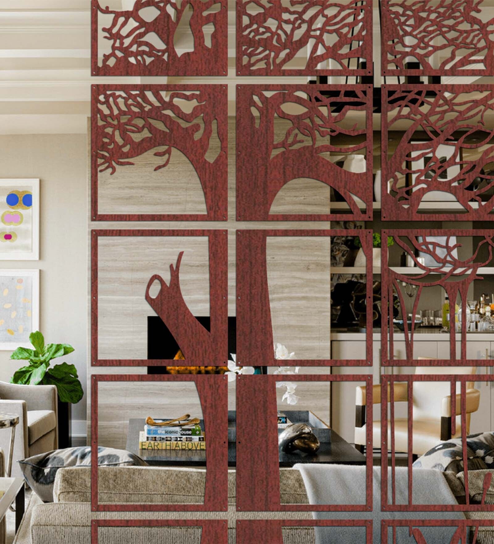 Static Brown Colour Engineered Wood Hanging Room Divider