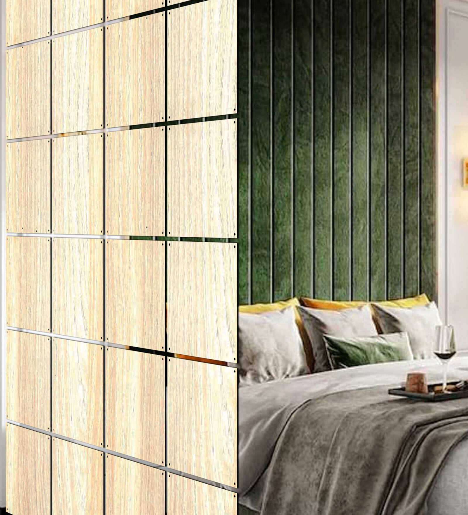 Static Lorelei (Set Of 10) Cream Colour Engineered Wood Hanging Room Divider