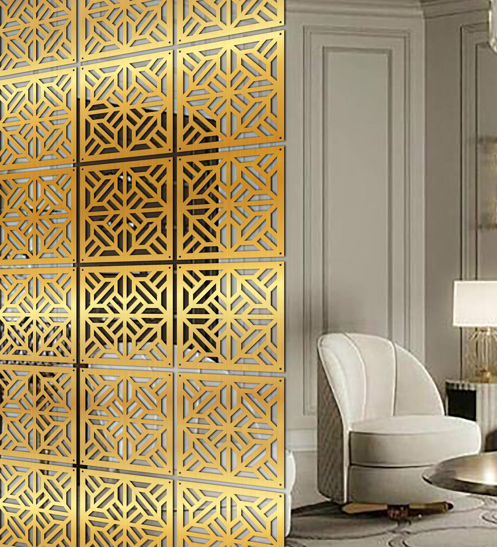 Static Gwen (Set Of 10) Gold Colour Acrylic Hanging Room Divider
