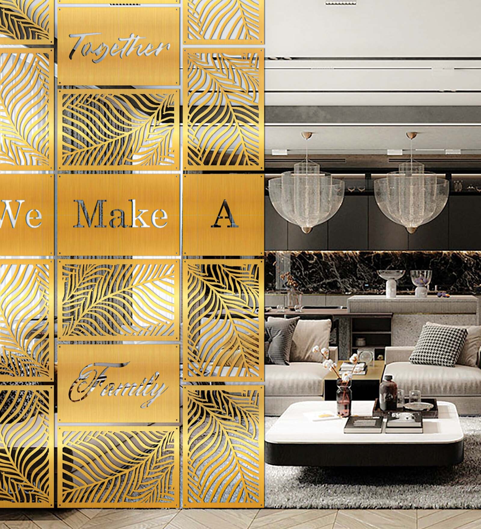 Buy Static Gold Colour Acrylic Hanging Room Divider at 25 OFF by Decor Pepperfry