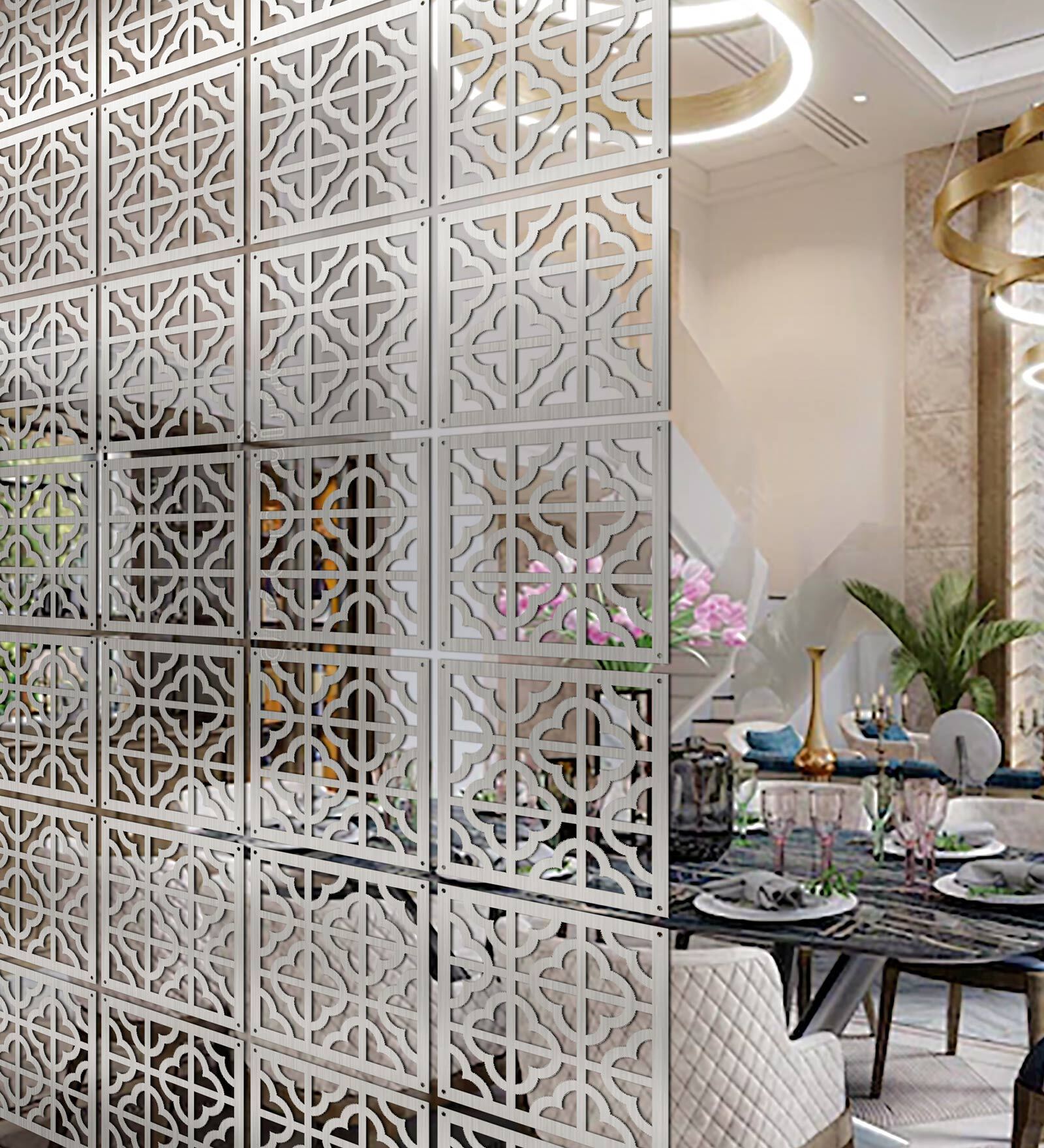 Buy Static Geya (Set Of 10) Silver Colour Acrylic Hanging Room Divider ...