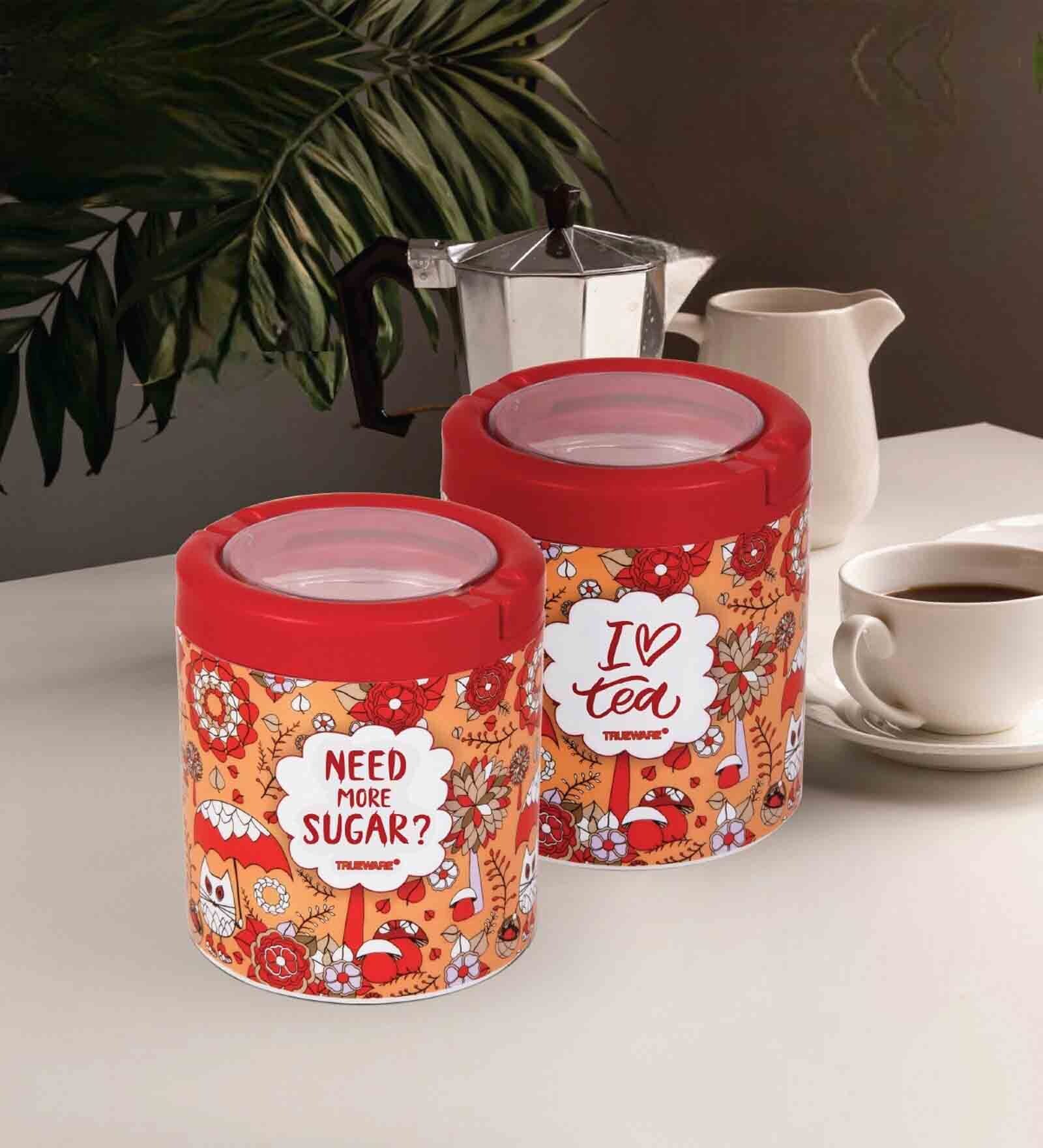 STC 750Ml Red Plastic (Set of 2) Airtight Container