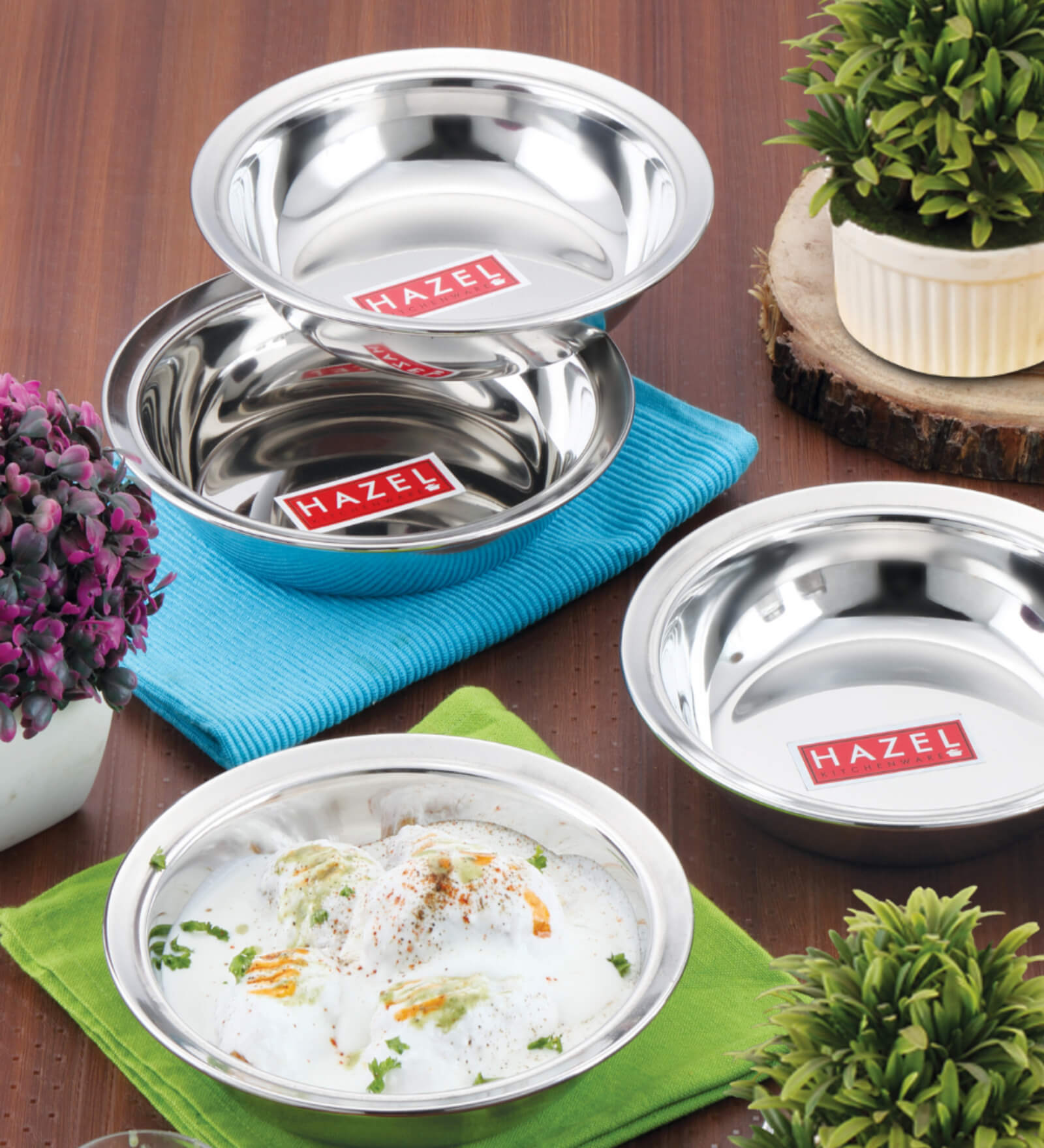 Steel Dahi wada Mixing Bowl Set of 4 19 cm X 4.5 cm 600 ml