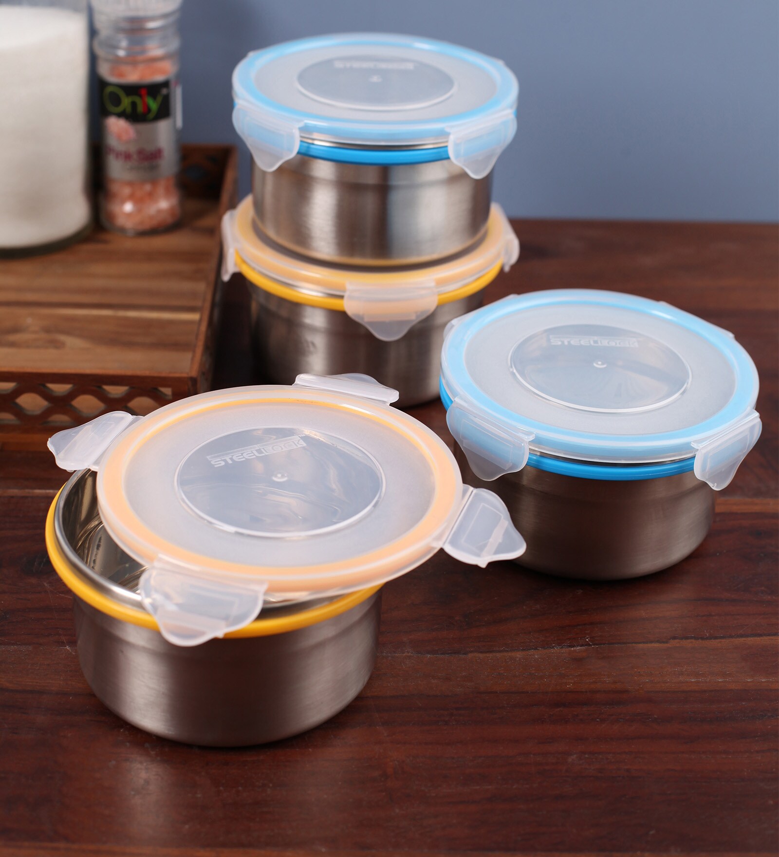 Buy Stainless Stell & Plastic 400Ml Snacks Box - Set Of 4 Online ...