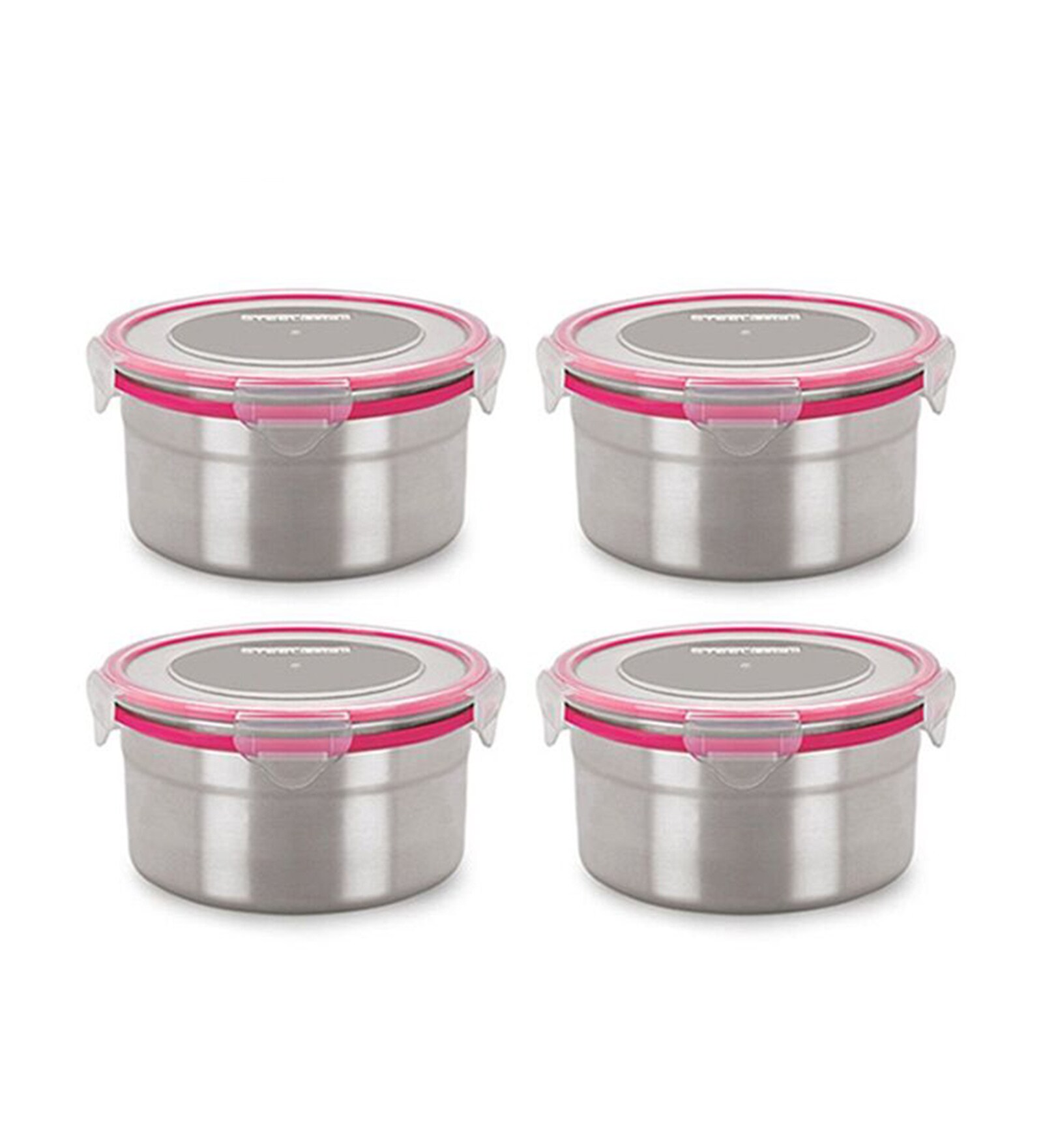 Steel Lock Silver Round 1L Food Lock Lunch Box