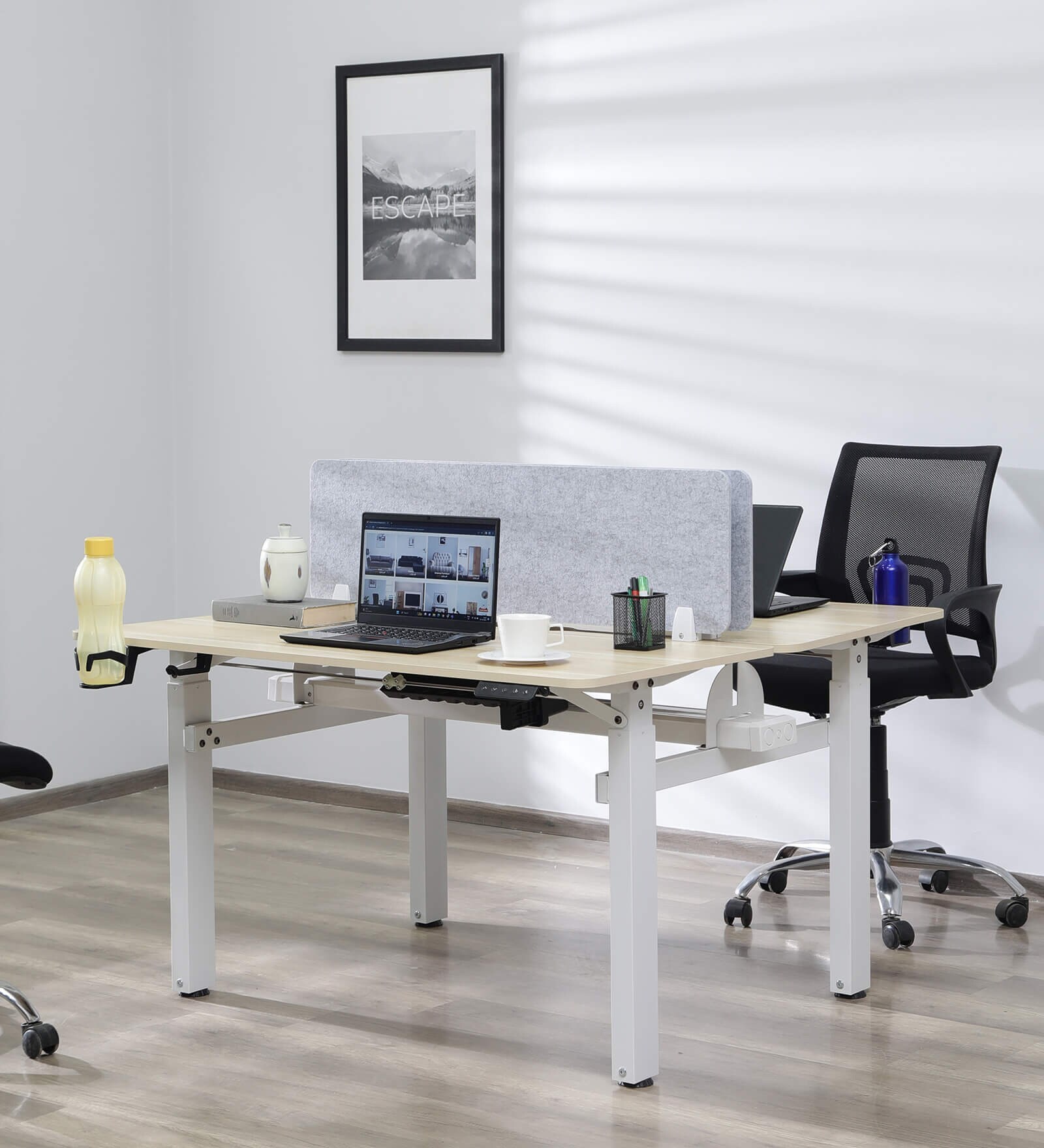 Stellar Work Station in White Finish With Adjustable Height