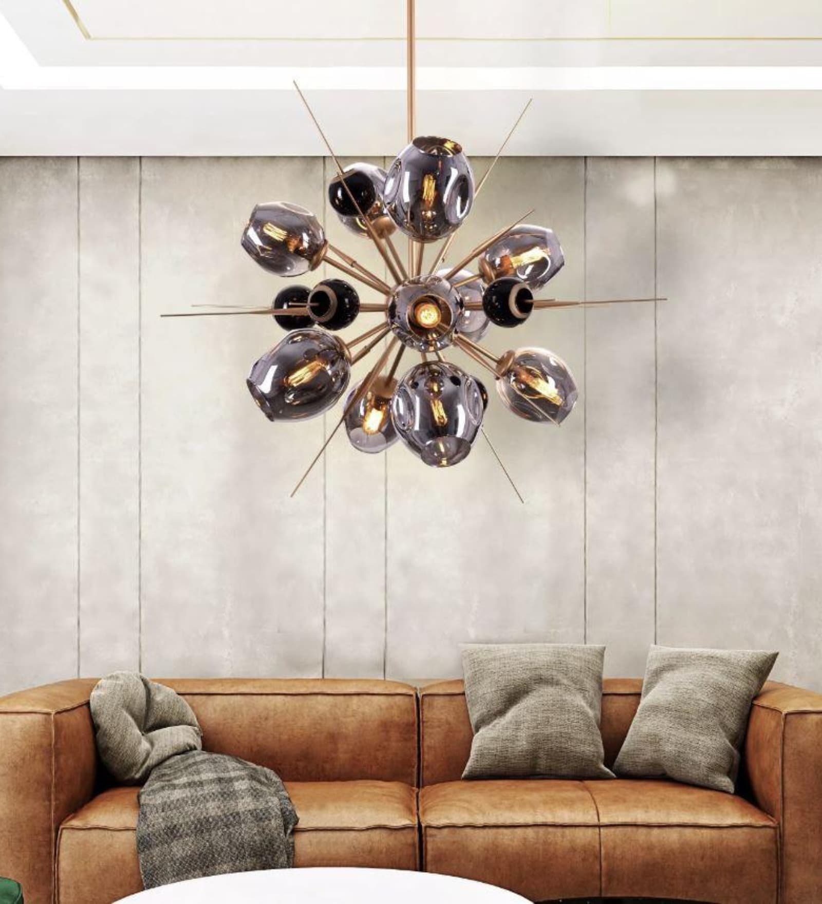 Stello Cosmic Burst Chandelier   Smoked Glass & Gold Finish