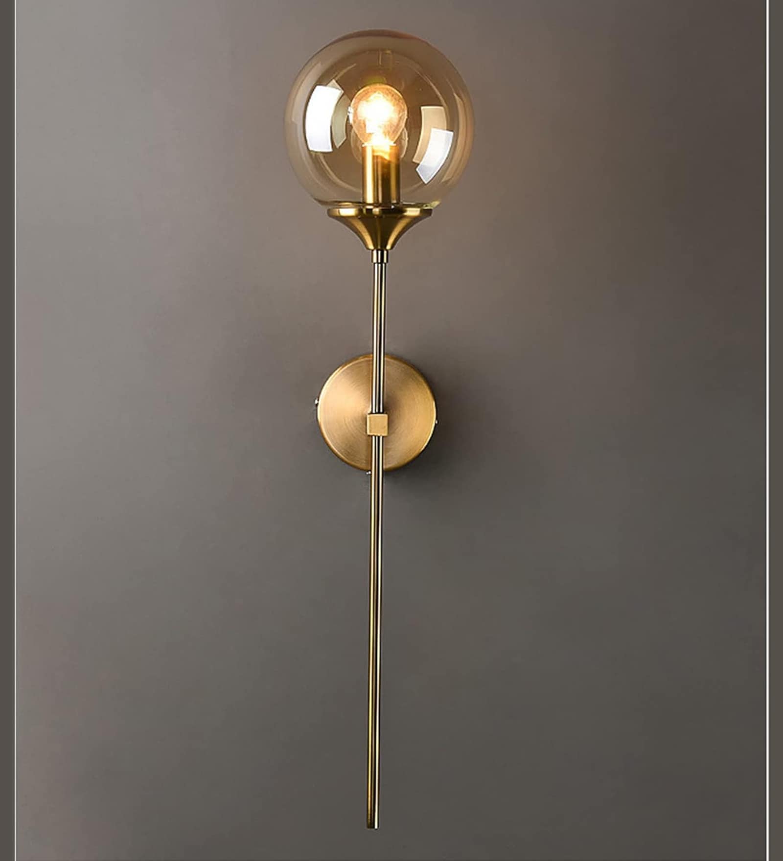 Stello Crystal Globe Wall Light   Gold Finish with Amber Glass Shade