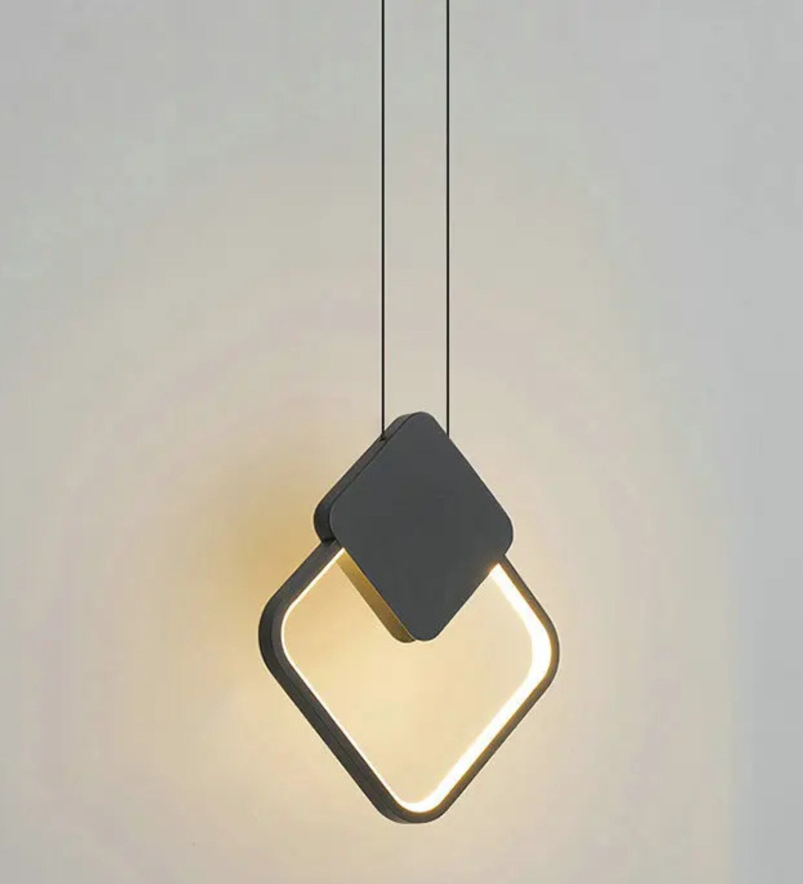 Stello GeoGlow Pendant Light   Modern Black Frame with Integrated LED