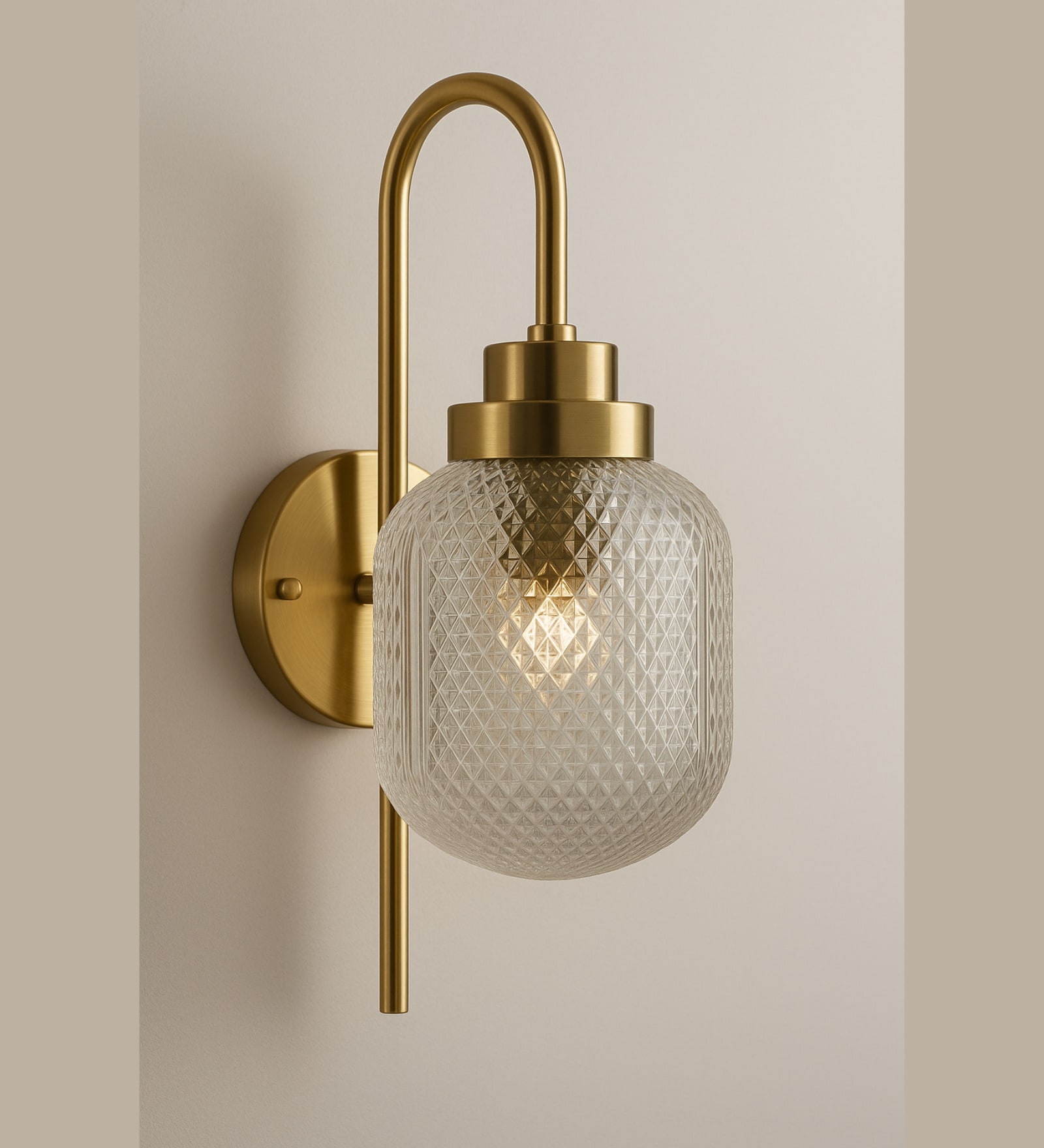 Stello LuxeCurve Wall Light with Etched Glass Shade