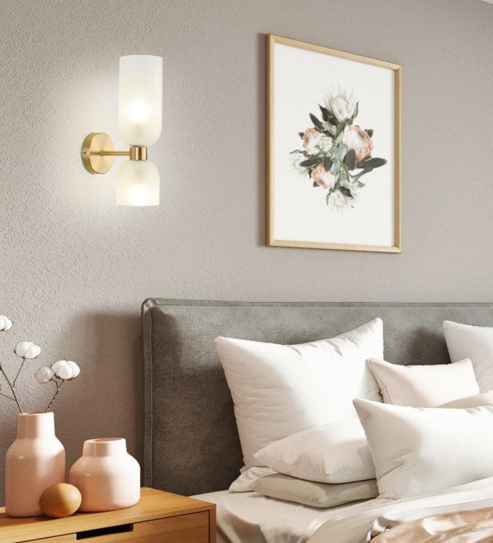Stello Minimalist Double Glass Wall Sconce with Gold Finish