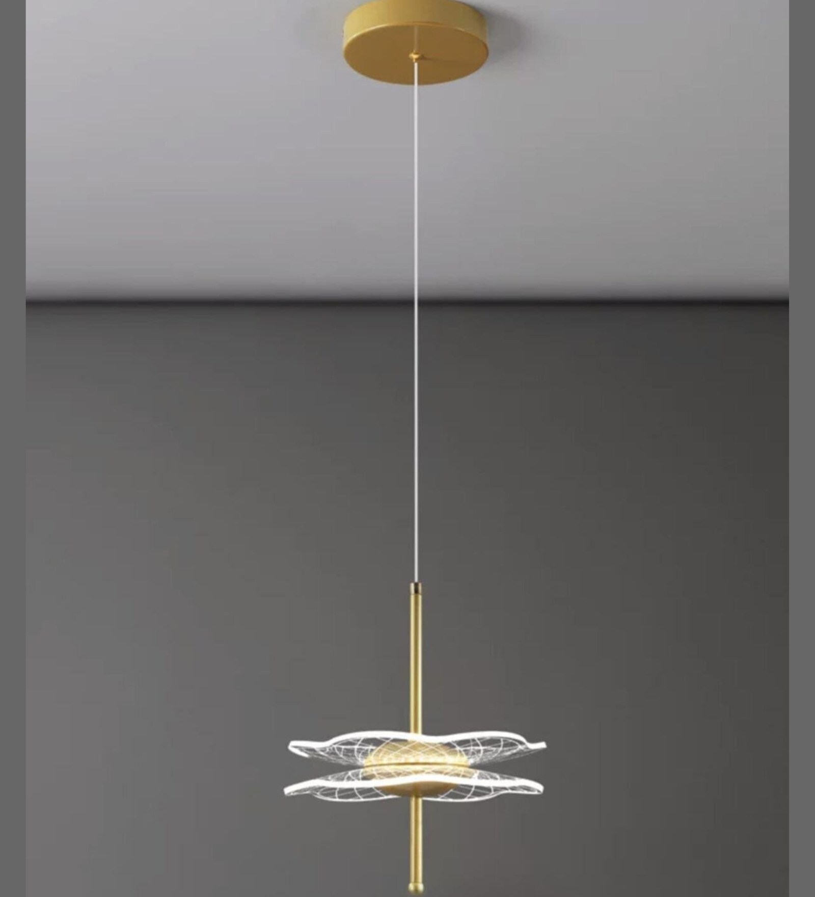 Stello Modern Artistic LED Pendant Light   Gold & Acrylic Design