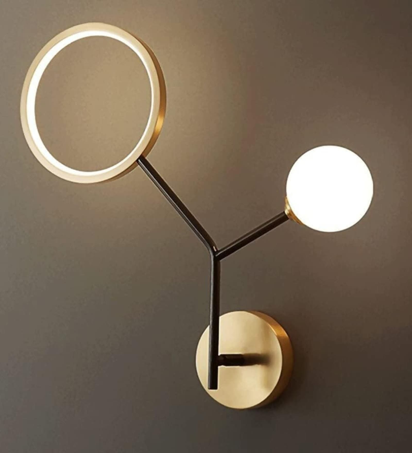 Stello Twin Orbit Wall Light   Modern Art Deco LED Fixture