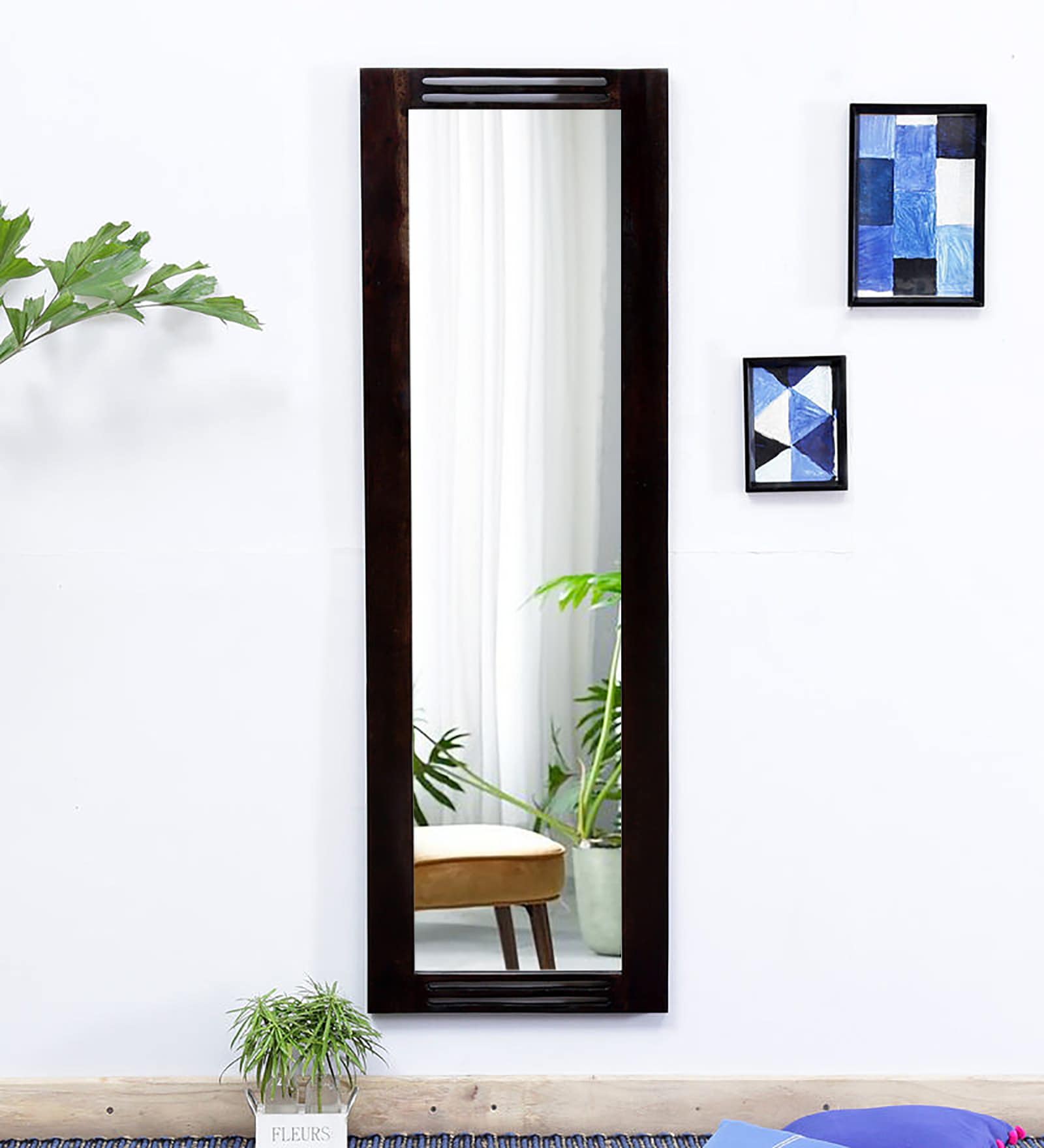Buy Solid Wood Full Length Mirror in Brown colour Woodsworth By