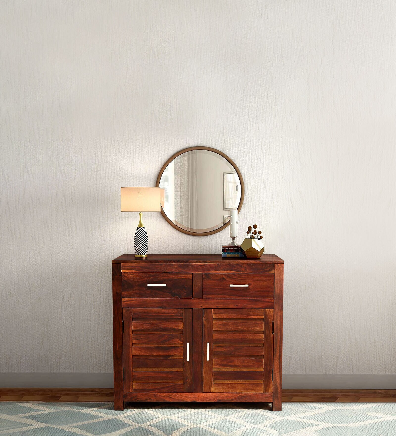 Stigen Sheesham Wood Cabinet In Honey Oak Finish