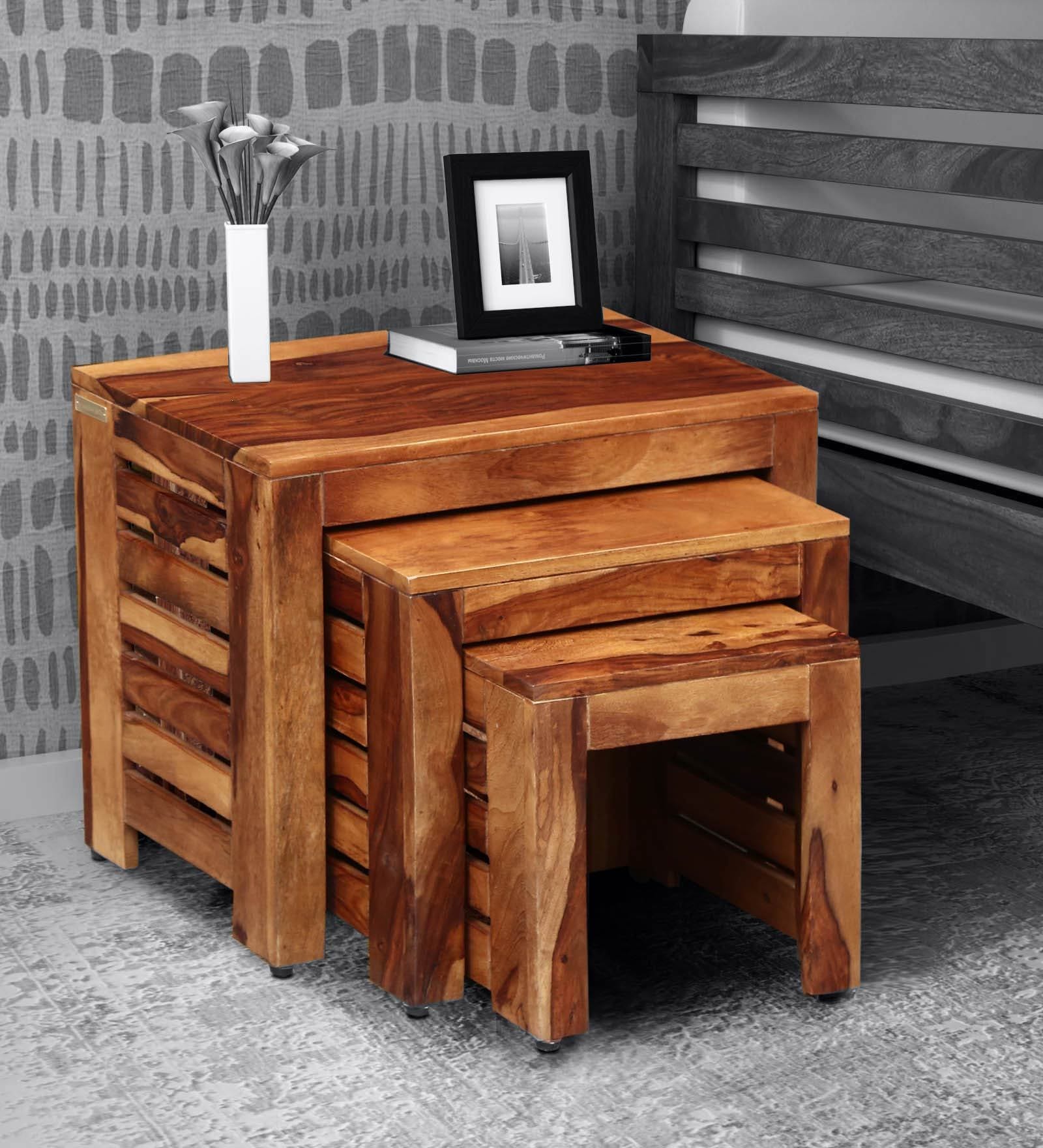 Buy Stigen Sheesham Wood Nest of Tables in Rustic Teak Finish at 1% OFF ...