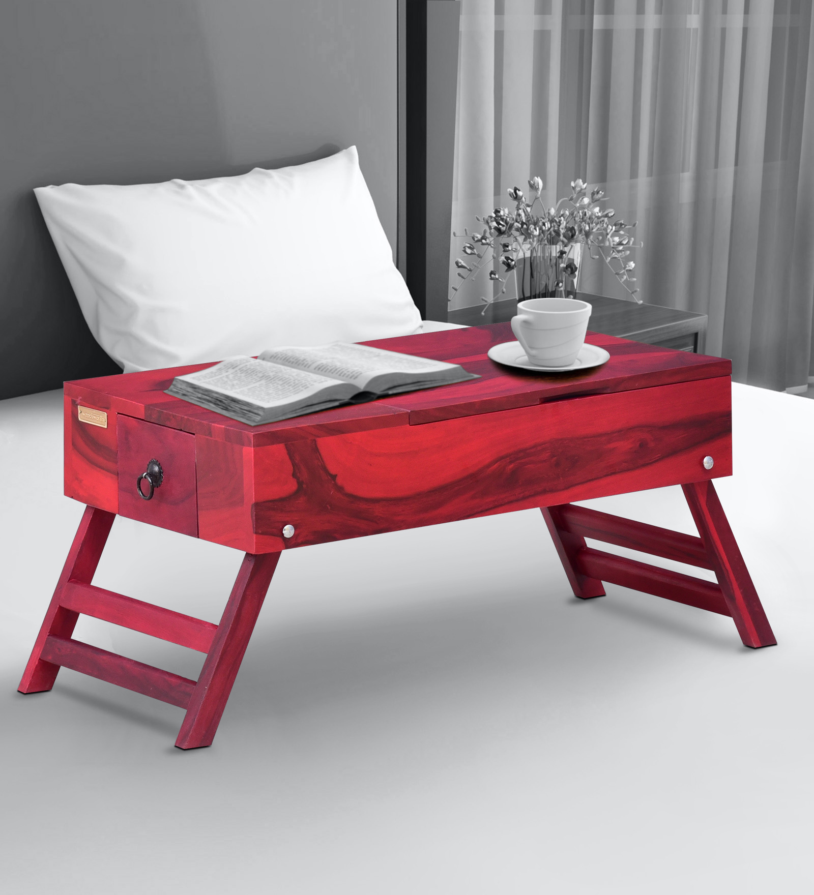 Stigen Solid Wood Portable Table in Spicy Red Finish