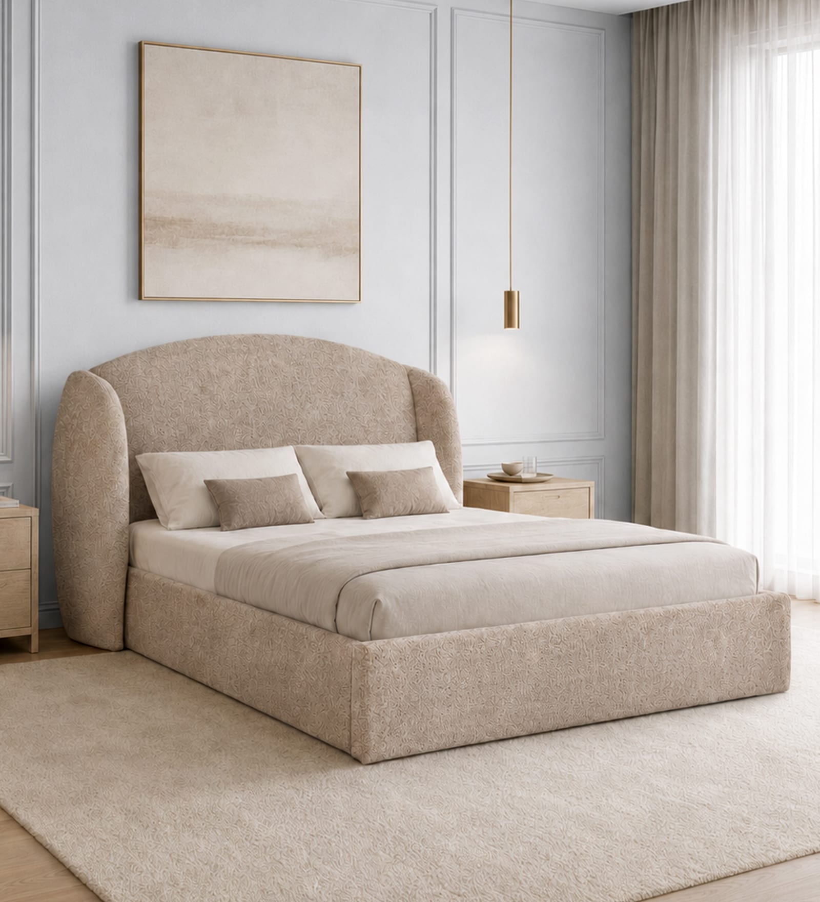Stilo King Size Bed With Hydraulic Storage in Brown Colour Stilo King Size Bed With Hydraulic Storage in Brown Colour