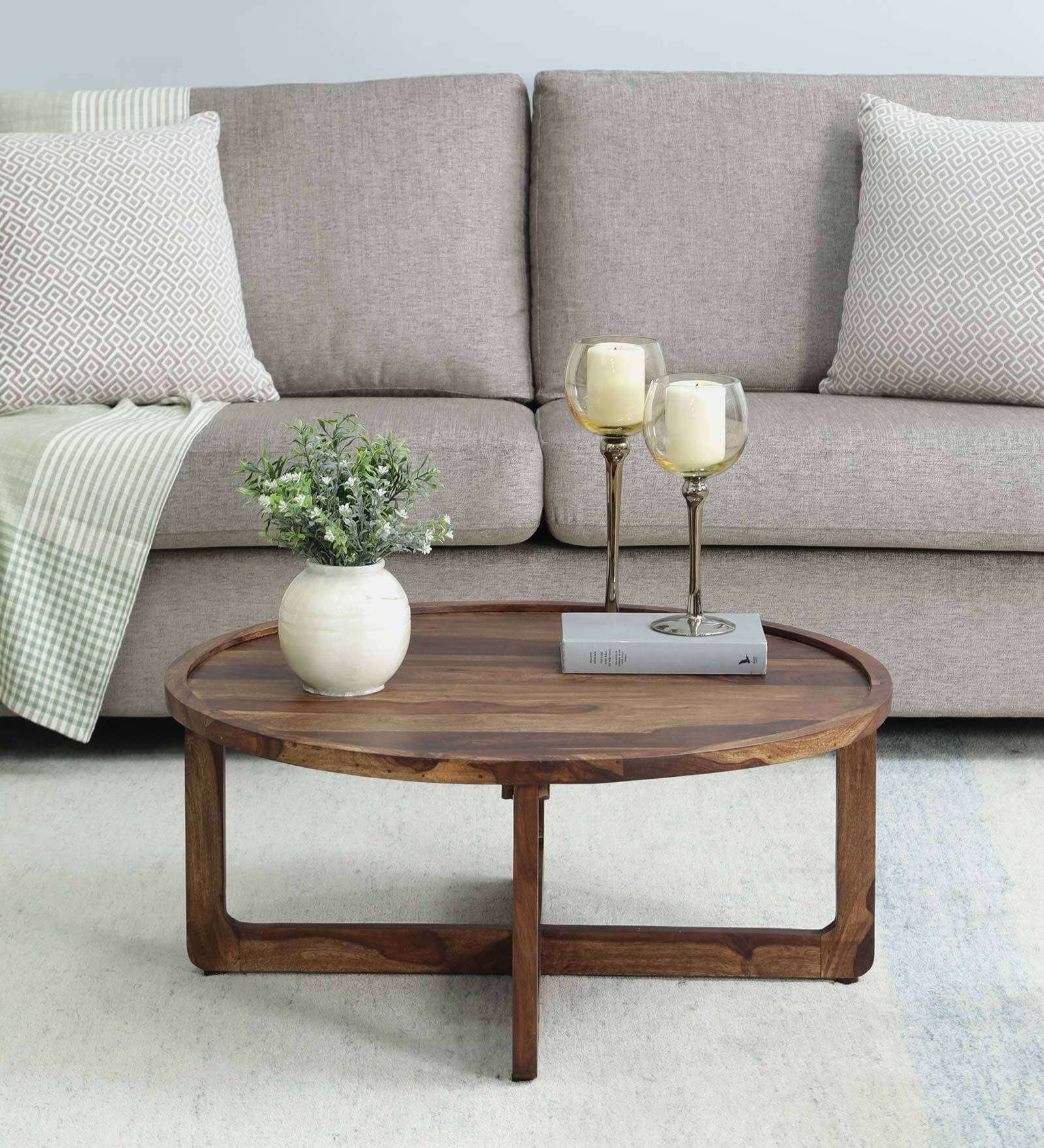 Stockholm Sheesham Wood Coffee Table In Scratch Resistant Rustic Teak Finish