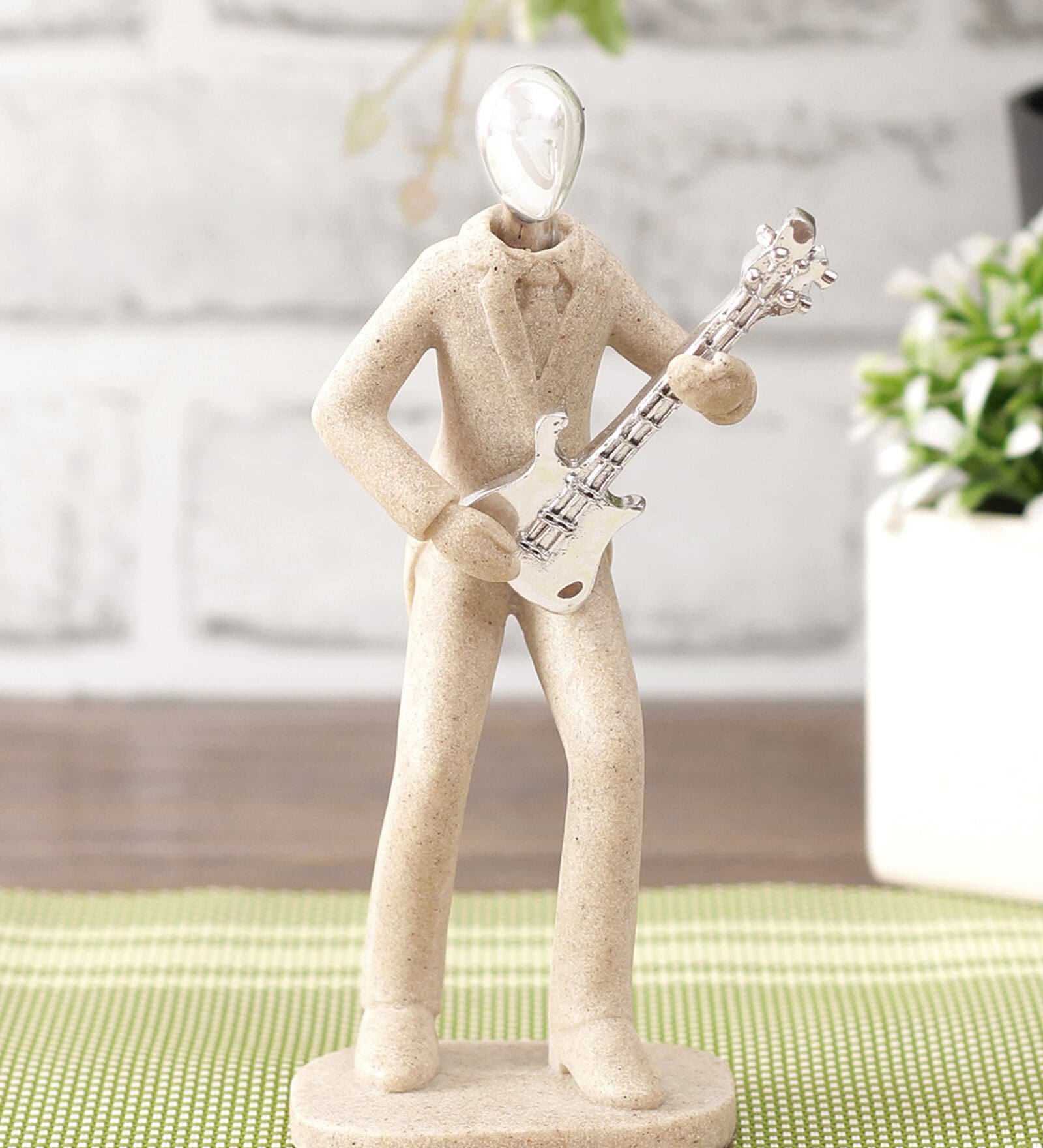 Stone Finish Musician Figurine
