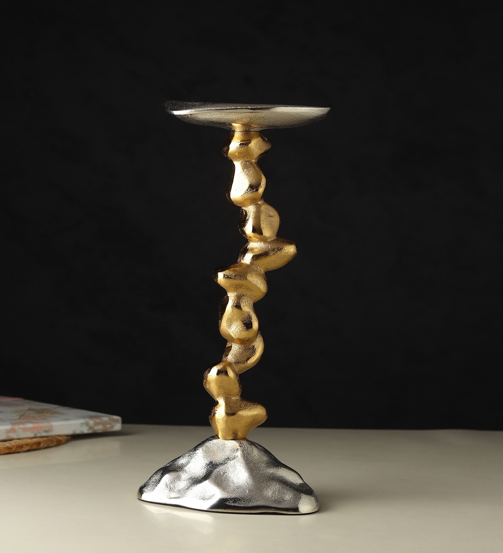 Stones Orivia  Silver Candle Holder Large