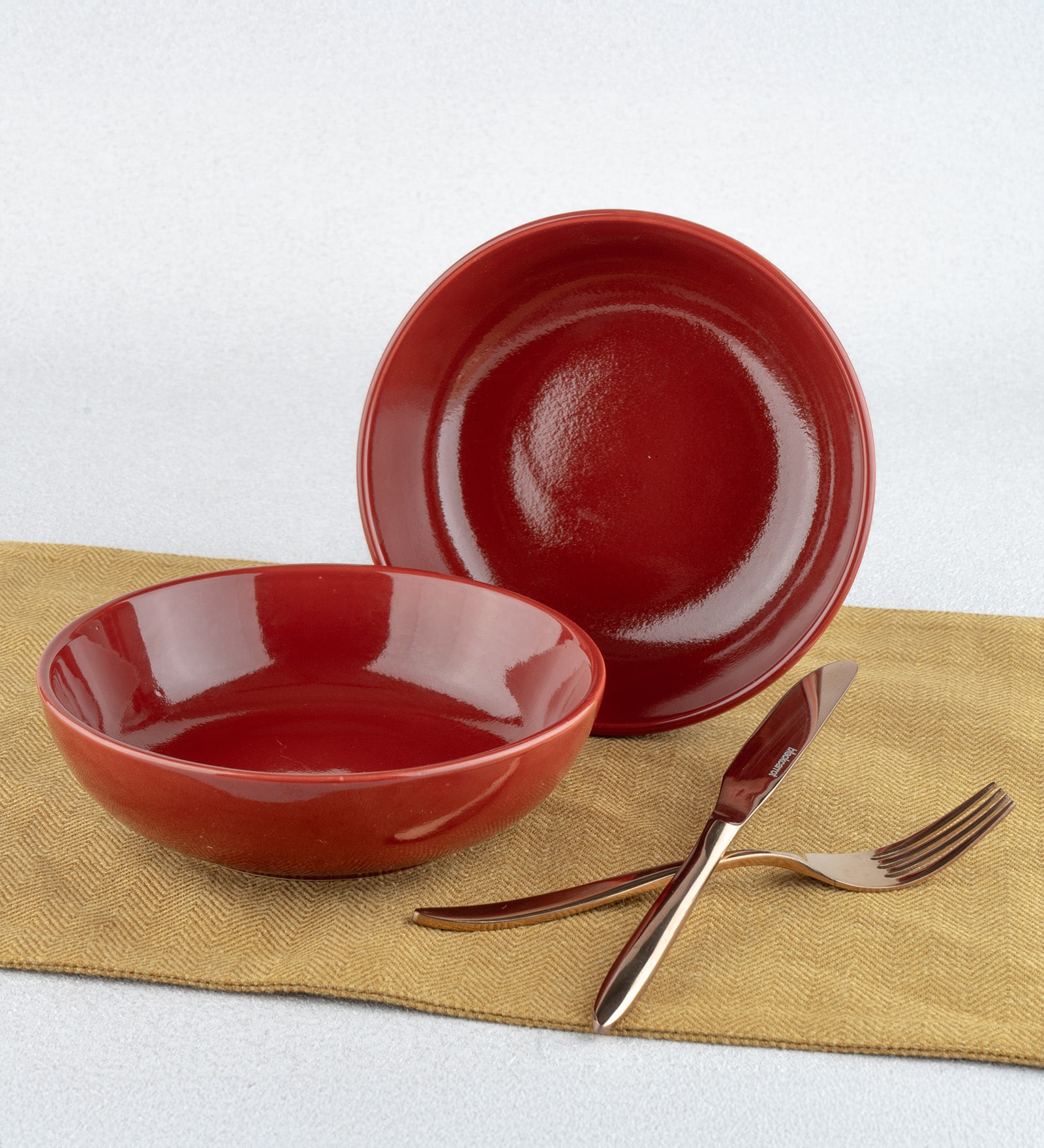 (Set Of 2) Stoneware Snack Bowls (Red)