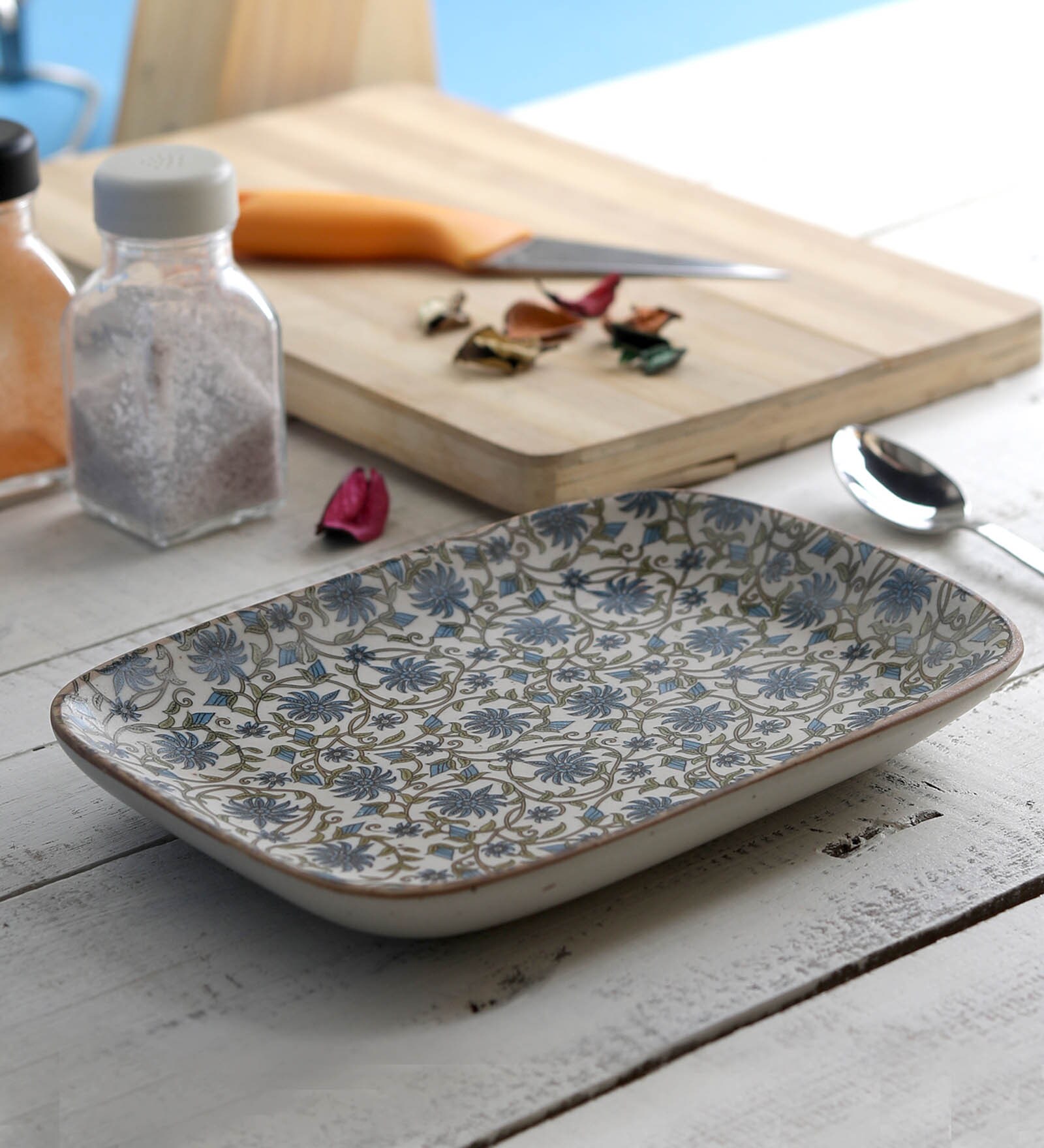 Stoneware Rectangle Serving Trays Set of 2
