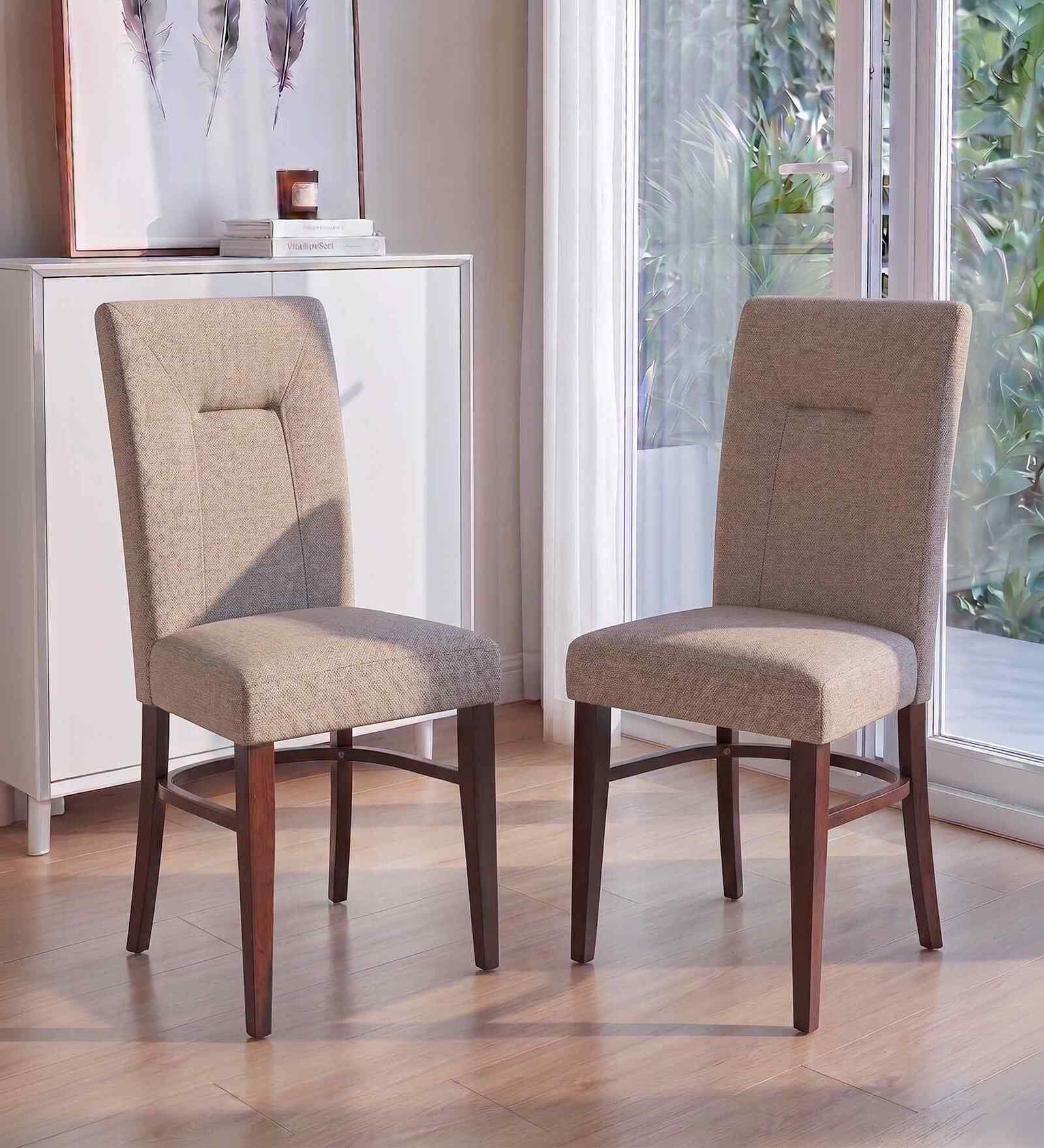 Stonita 4 Seater Solid Rubber Wood Chair (Set Of 2)