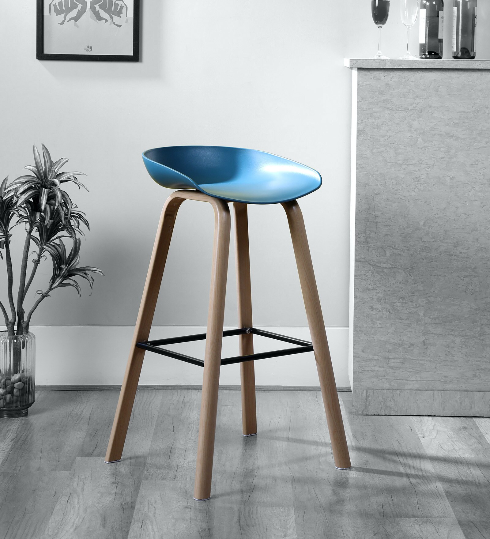 Buy Bar Stool in Blue Colour by Luxome Online Modern Bar Stools Bar
